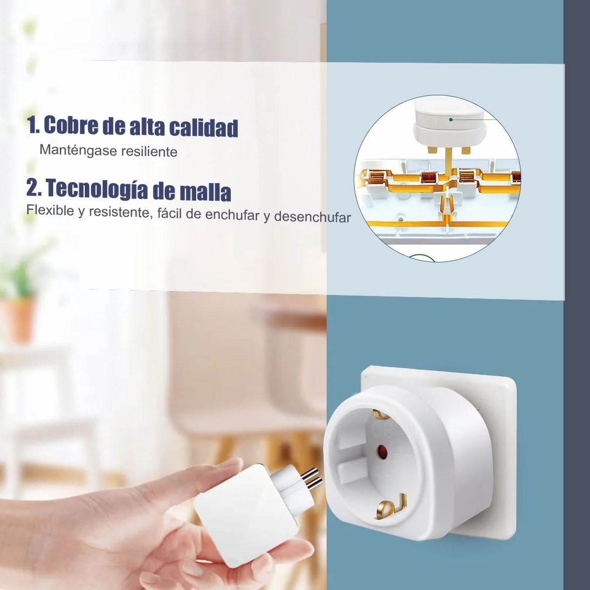 EXTRASTAR Adaptador Enchufe Ingles a Español, Adaptador de Viaje 2-Pin Europa a 3-Pin Reino Unido, 250V, 13A, 3120W, Blanco, 2Pcs