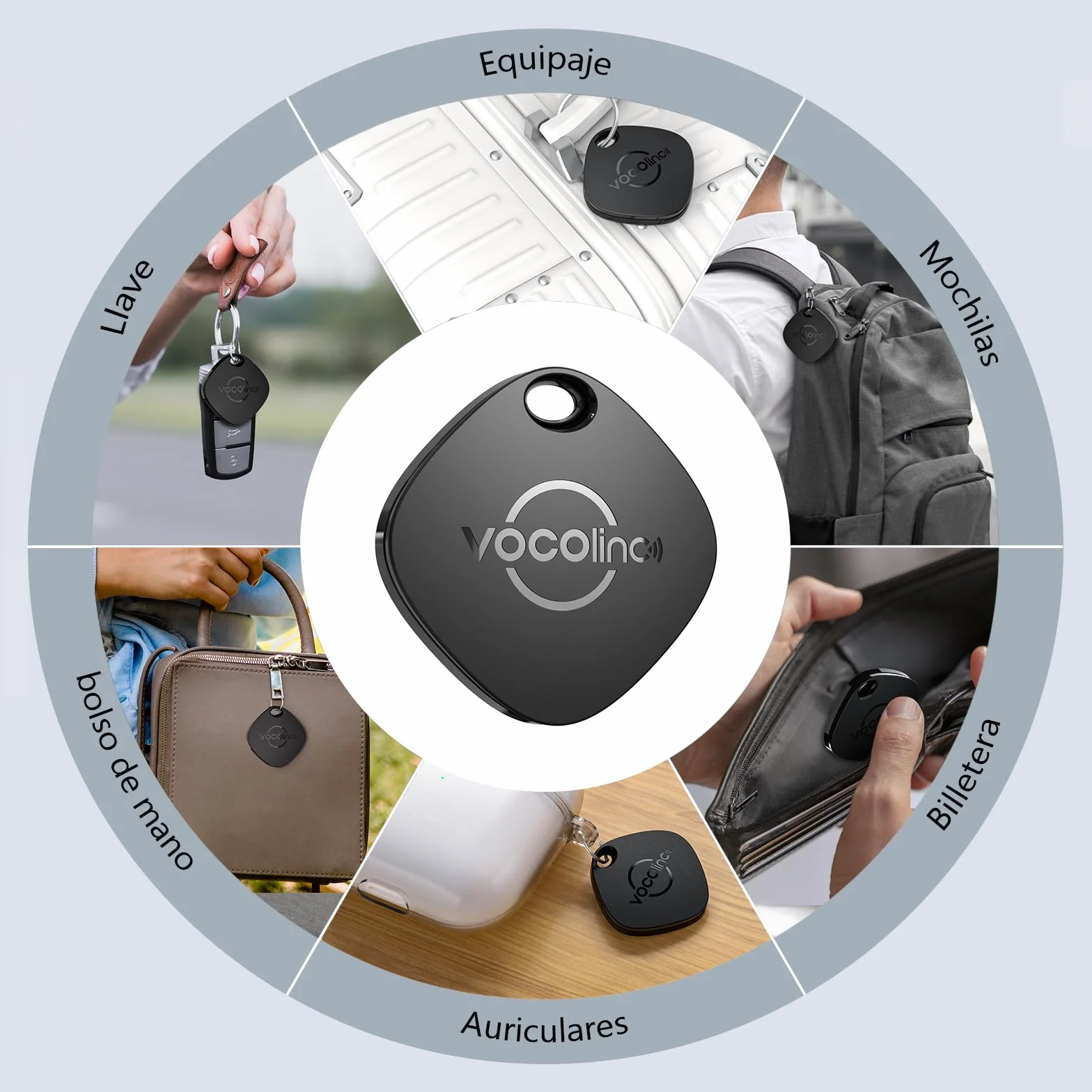 VOCOlinc Android Tag Smarttag 4 Pack, Bluetooth Item Tracker para Llaves, Cartera, Bicicleta, Maleta, Batería Reemplazable