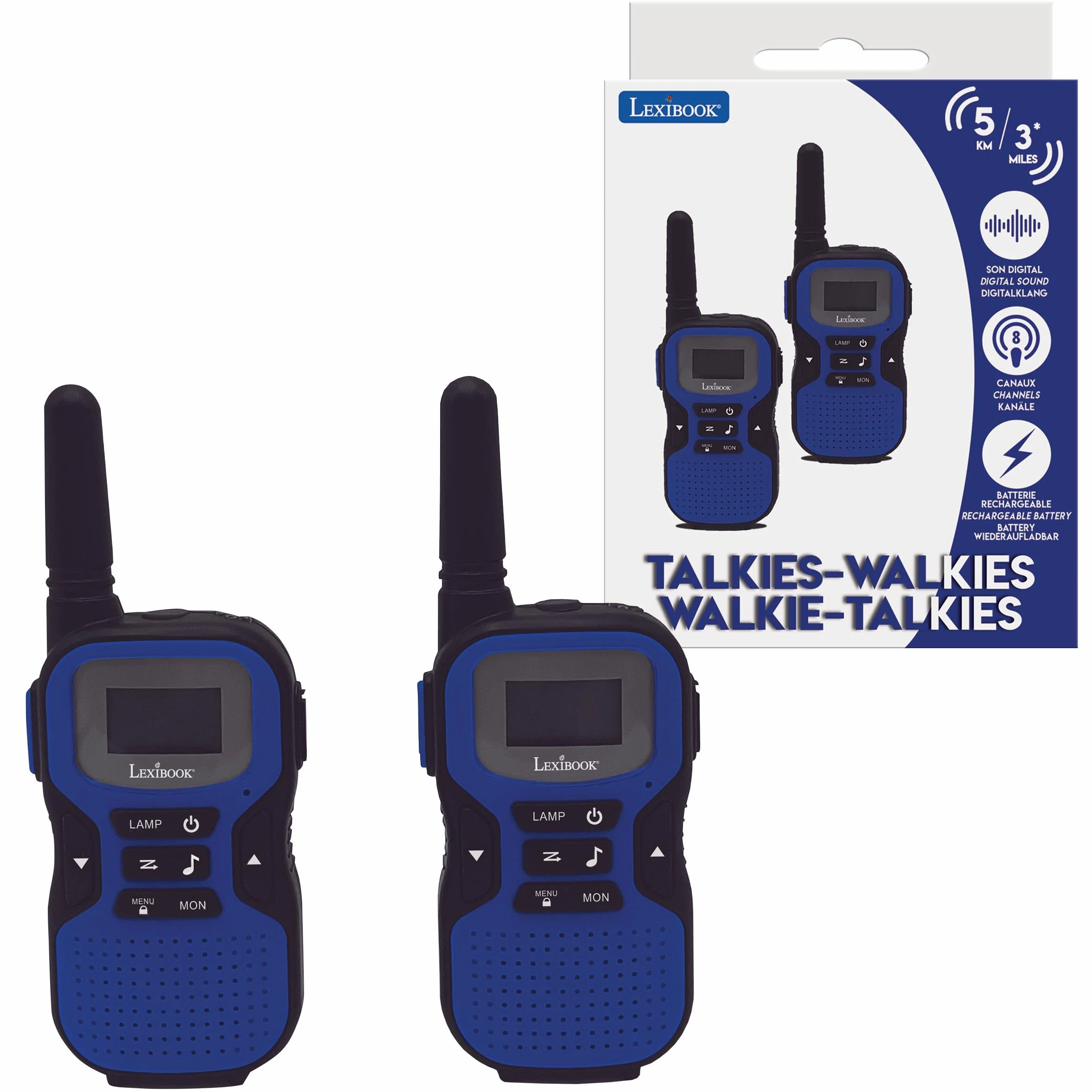 Lexibook Walkie Talkie Recargable 5 km 22 Canales Sonido Digital Claro Auriculares USB-C TW60