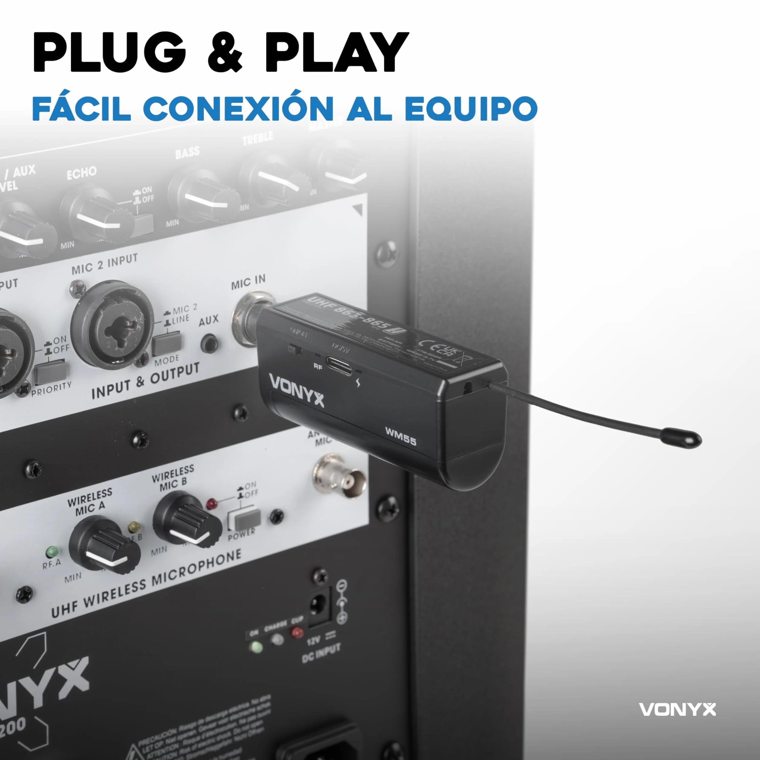 Vonyx VPS152A + WM552 – Altavoz portatil bluetooth potente 1000W con 2 altavoces 15", USB, trípodes y 2 microfonos inalambricos, equipo de sonido profesional para eventos DJ y karaoke, color negro