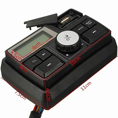 SEMAL Motocicleta Audio MP3 Radio de Sonido Altavoces EstéReo Bluetooth Impermeable FM 5 EQ Funciones Pantalla LCD USB/SD/TF
