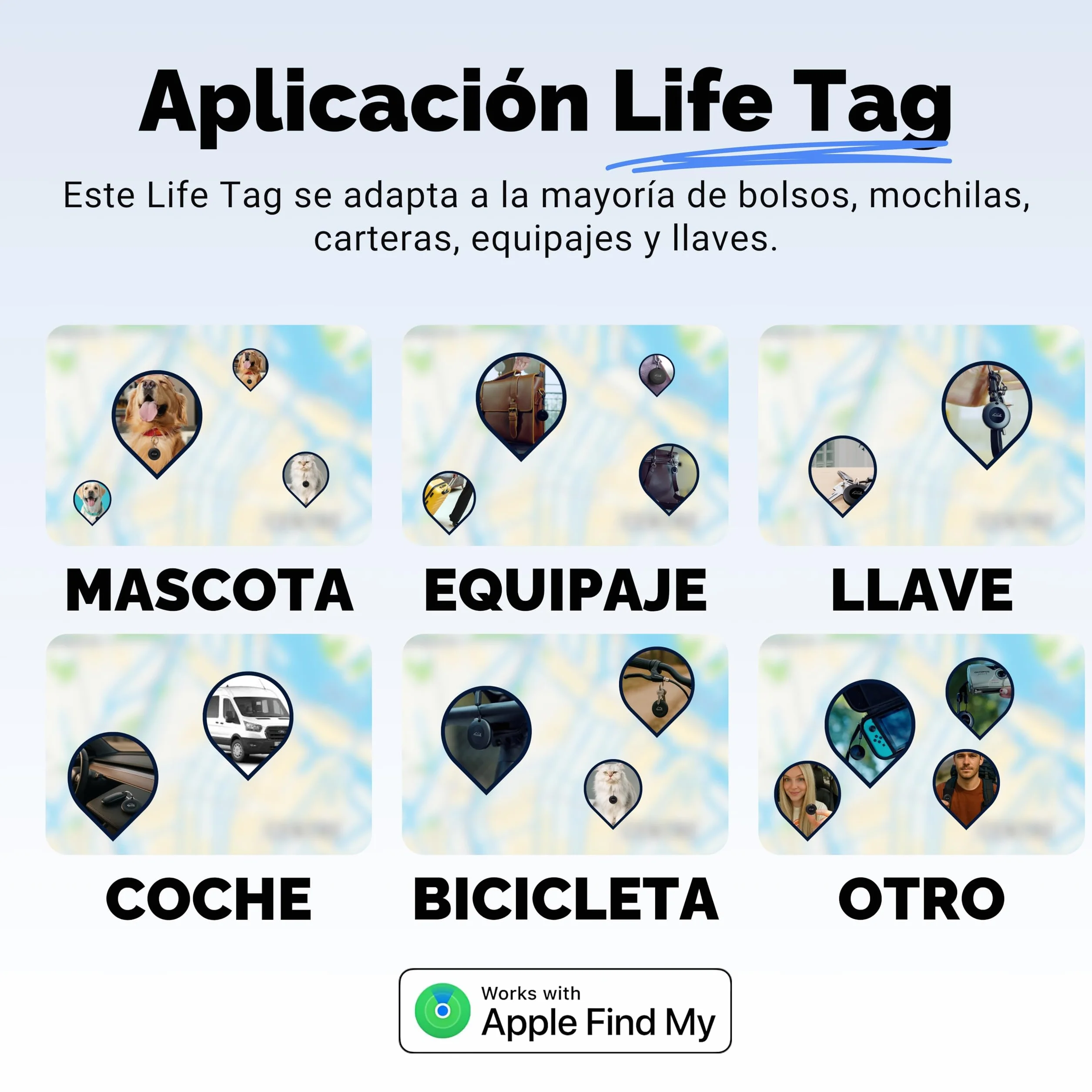 Lifemate Life Tag 2-Pack para Apple Localizador de Objetos con Red Buscar, Resistente al Agua IP67, Batería Larga Duración, Fácil Configuración de Llaves, Mochilas y Carteras