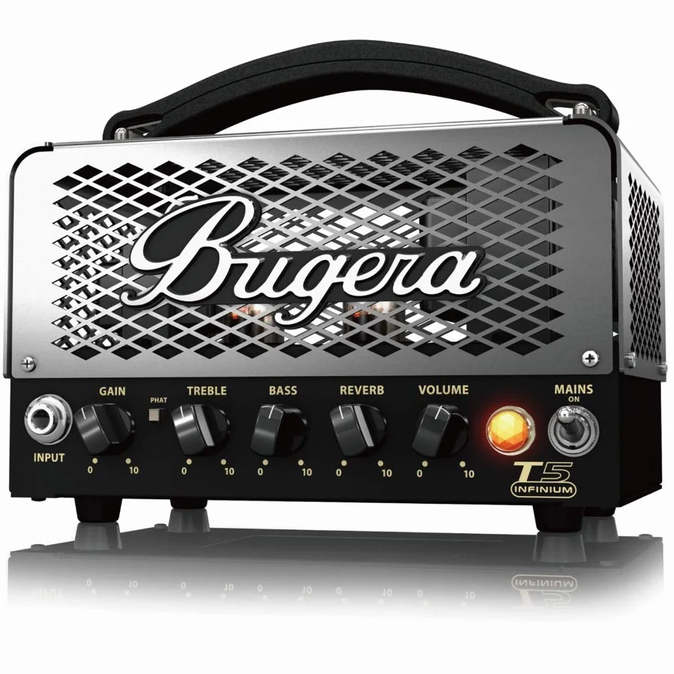 Bugera T5 INFINIUM Cabezal de amplificador de válvulas estilo jaula de 5 vatios con multiplicador de vida útil de válvulas INFINIUM y reverberación
