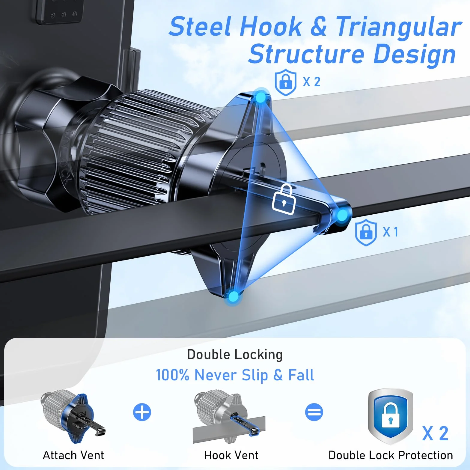 Blukar Soporte Móvil Coche, Soporte Teléfono Coche del Aire Ventilación 360° Rotación, Liberación de un Botón, para Smartphone 4.0''-7.0'' (Negro)