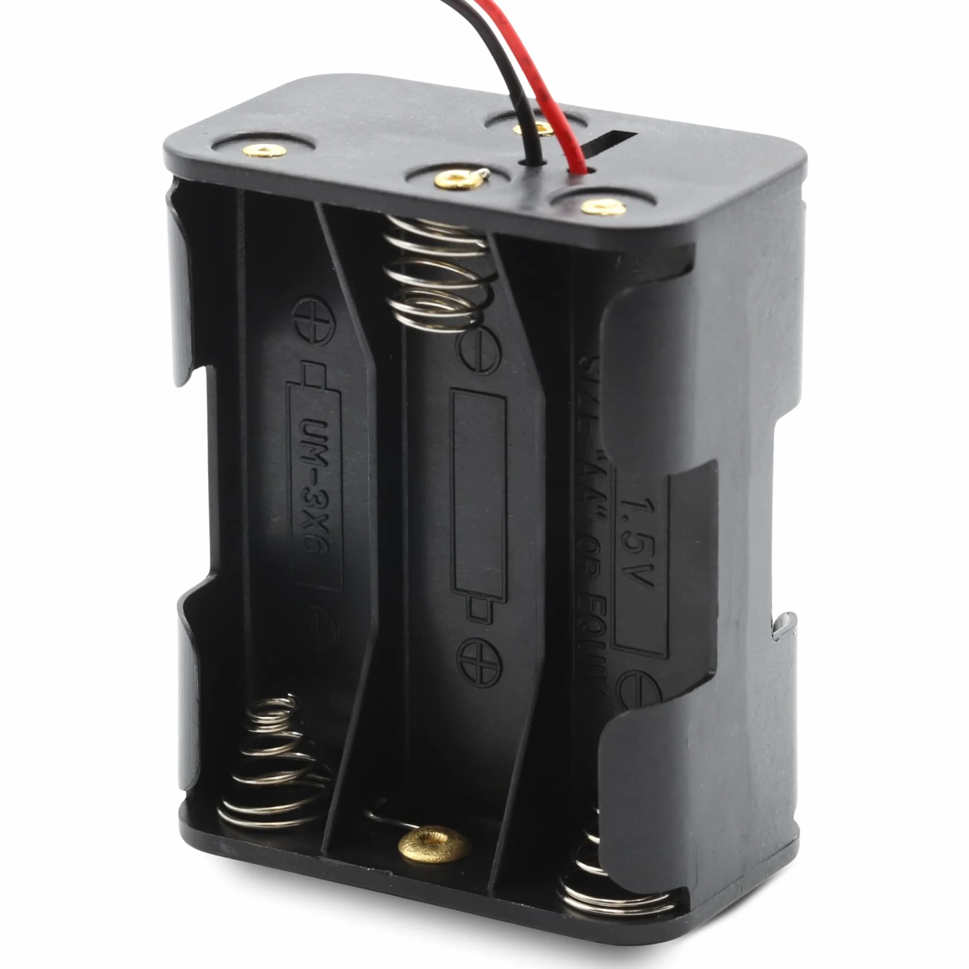 TECHZOCO Portapila Plano AA, Soporte de Batería LR6, Caja para Pila AA LR6, Incluye Cable de 200mm, Voltaje Total: 9V (1.5V por Pila), Apto para 6 Pilas Lr6 (FR6, HR6, LR6)