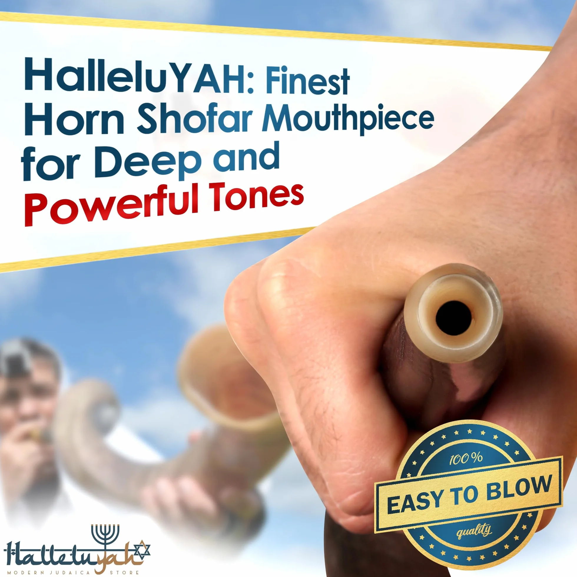 HalleluYAH Kudu Shofar original kosher medio pulido | De Israel
