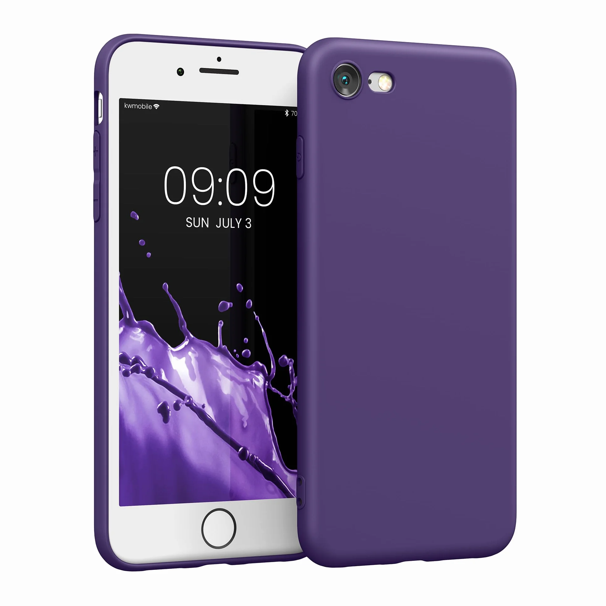 kwmobile Funda para Apple iPhone SE 2022/2020 8 7 - Carcasa con Bordes elevados - Carga inalámbrica - Púrpura Mate