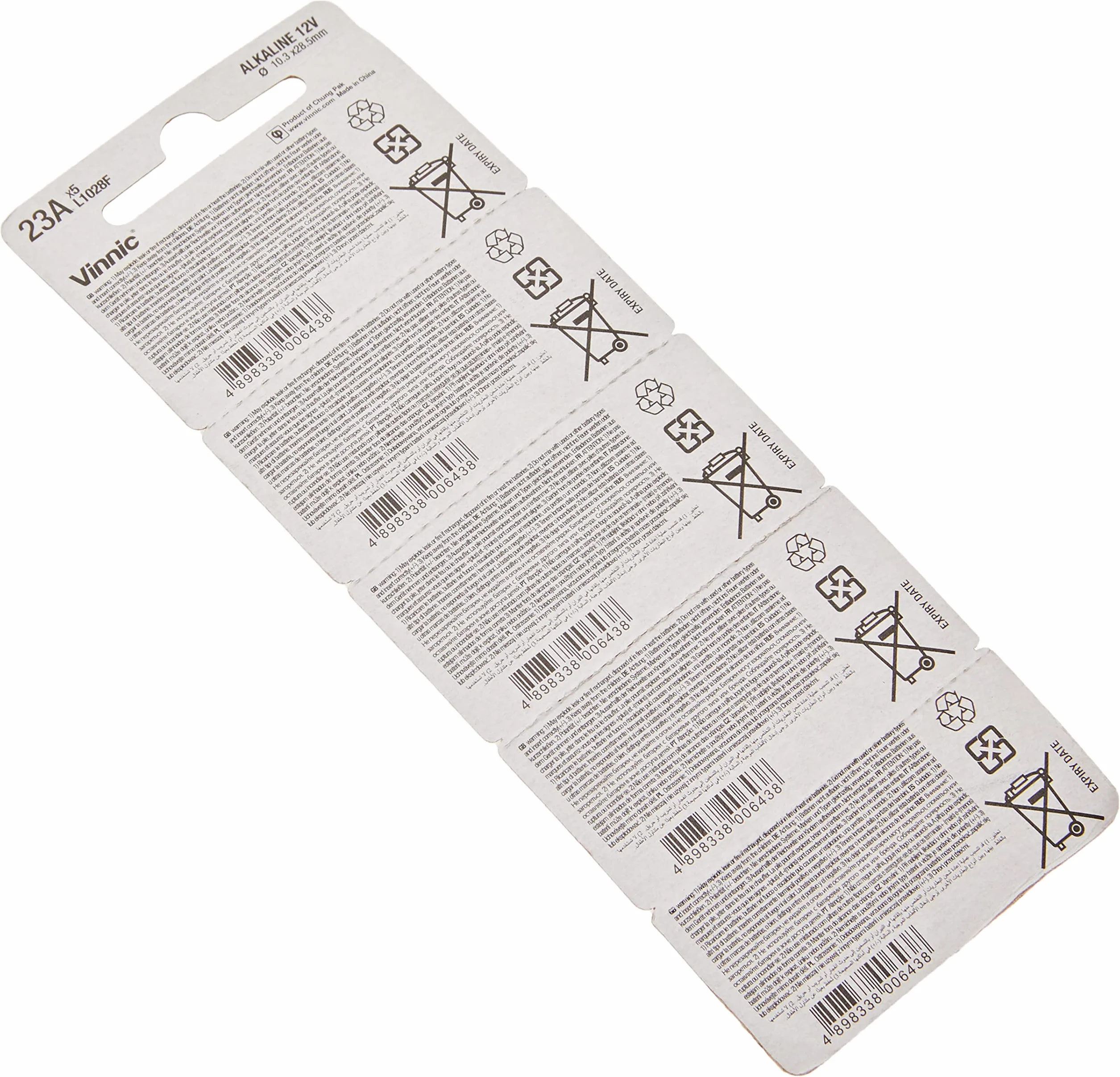 Vinnic VIN-23A - Pila Alcalina Vinnic 23A - L1028F Pack 5 Pilas, Unisex