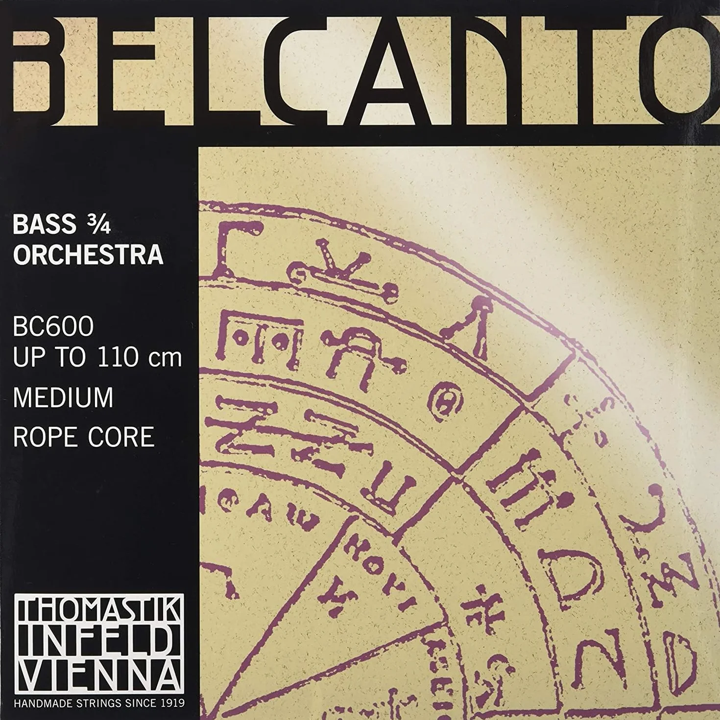 Thomastik Cuerdas para Contrabajo Belcanto Rope Core afinación Orquesta juego 3/4 mediana para escala 1040-1060 mm / 41-41.7"