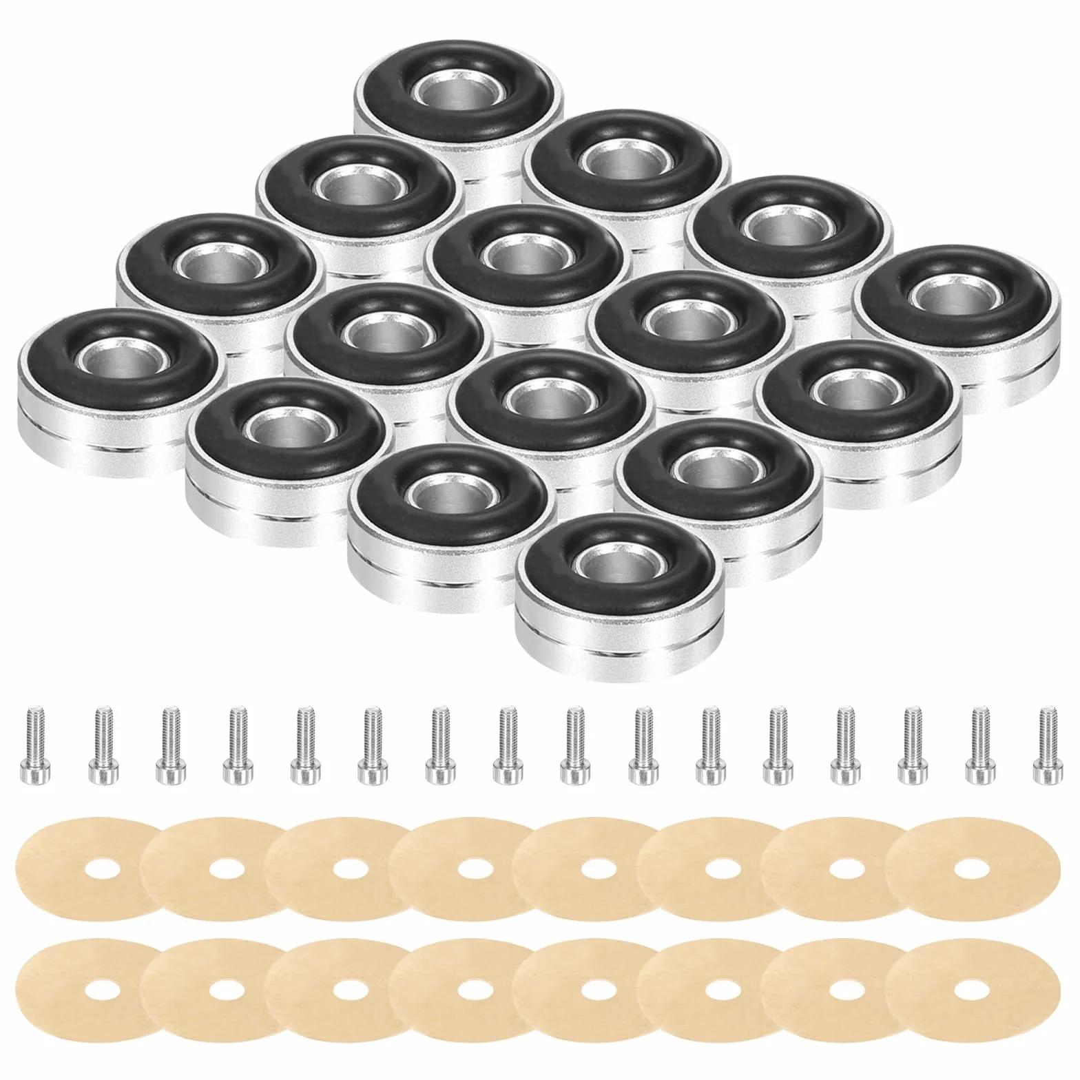 QUARKZMAN 16 Pcs Almohadilla De Aislamiento Para Subwoofer, 20x8mm Patas De Aislamiento Para Altavoces, Tornillos M3
