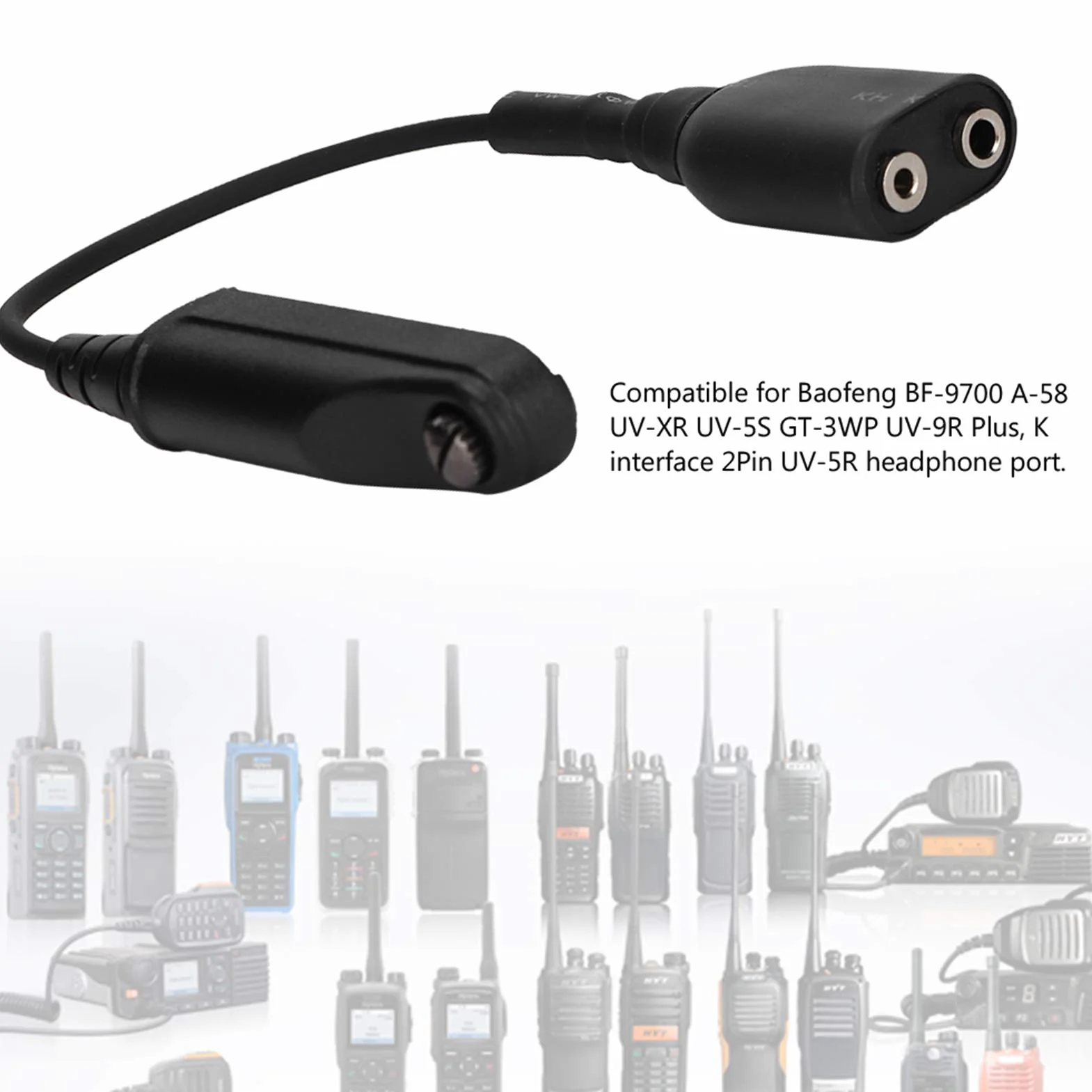 Goshyda Adaptador de walkie talkie A58 K-head cable universal BF-9700 A-58 UV-XR