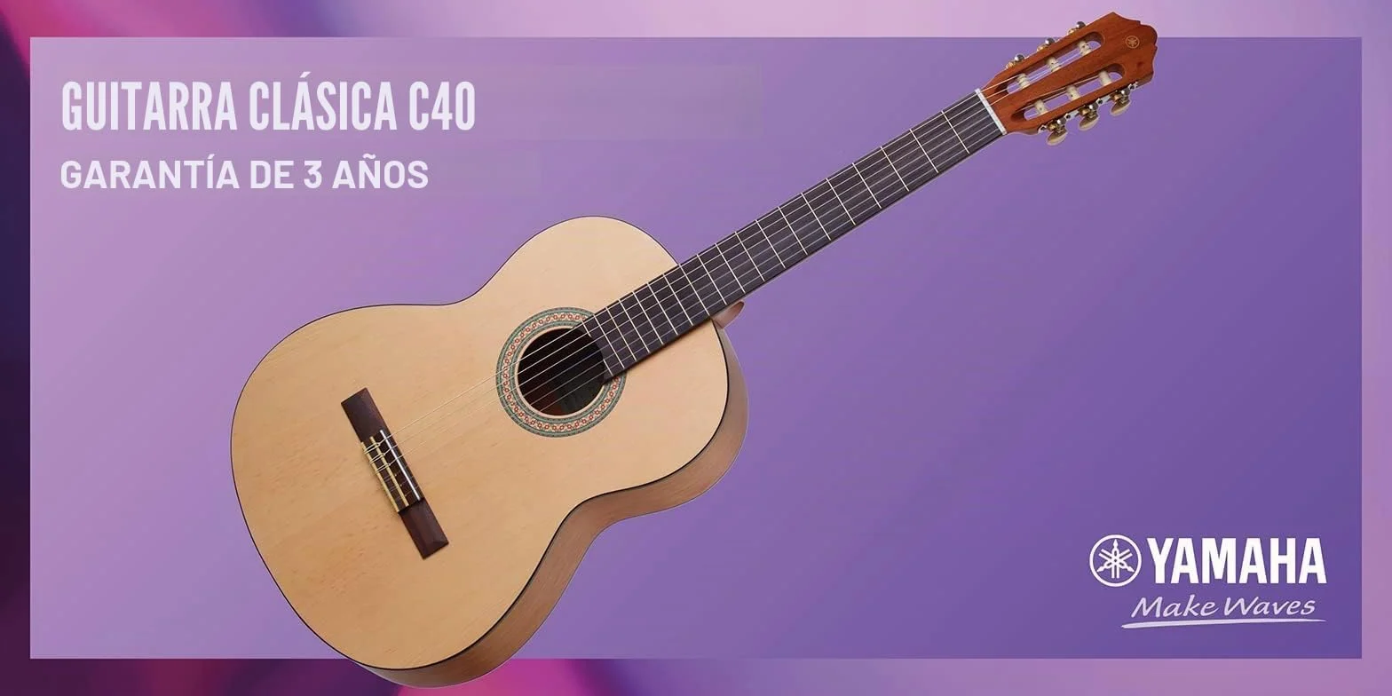 Yamaha C40 Guitarra Clásica – Guitarra de Madera 4/4 (65 cm, Escala 25 9/16”), 6 Cuerdas de Nylon, para Principiantes, Natural