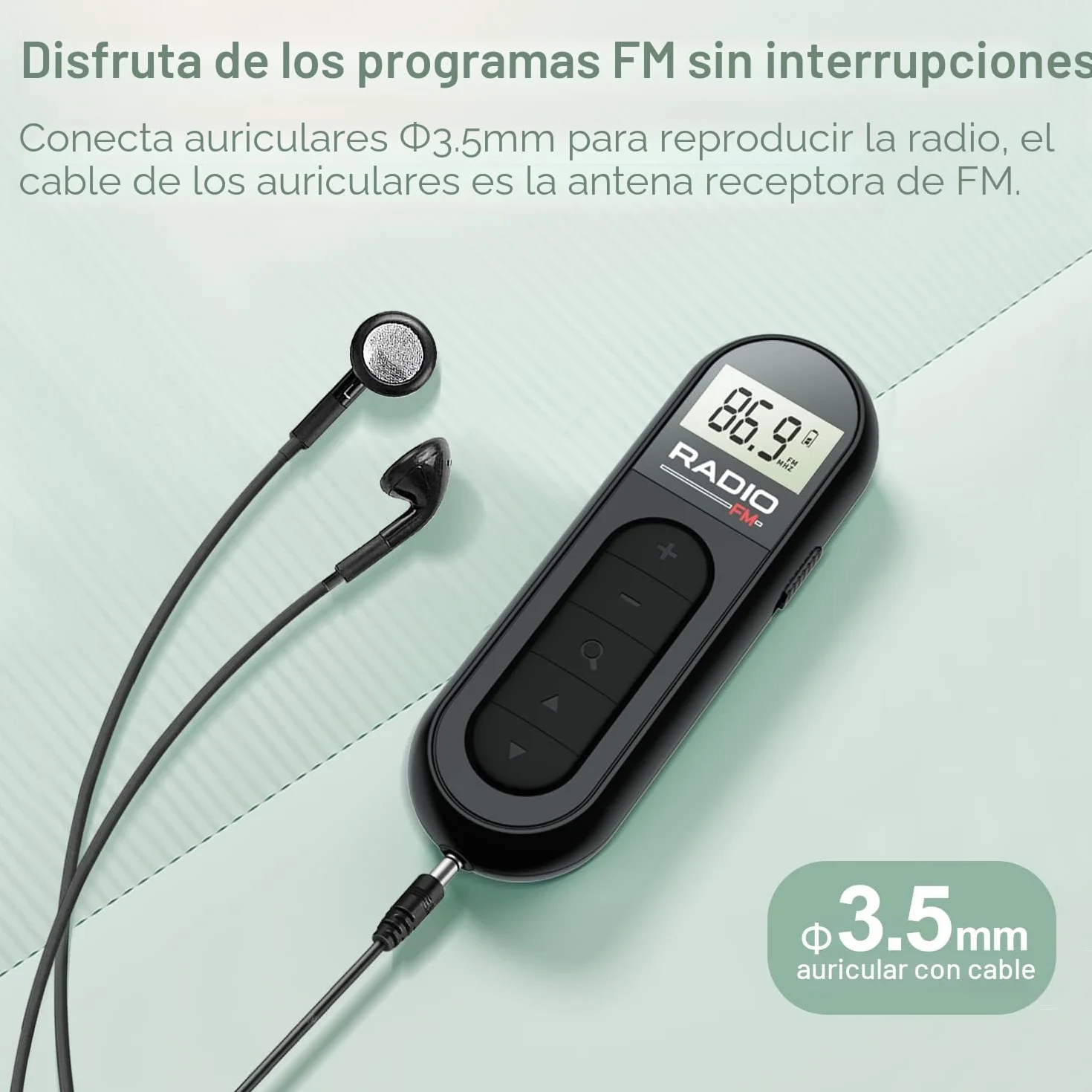 Radio FM Portátil, Radio Digital de Bolsillo a Transistor Recargable con Excelente Recepción, Clip para Cinturón, Auriculares para Footing y Caminata