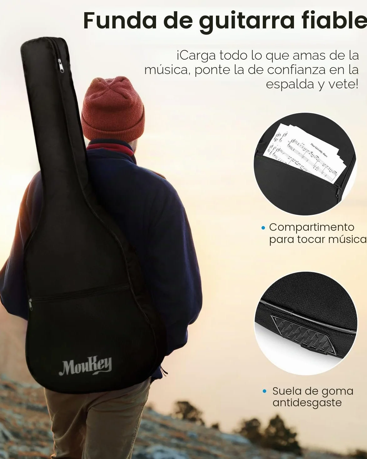 Moukey Acoustic Guitar Full Size Kits for Beginners Adults 4/4 41" Guitar Bundles with Chord Poster, Gig Bag, Tuner, Steel Strings, Strap, Natural