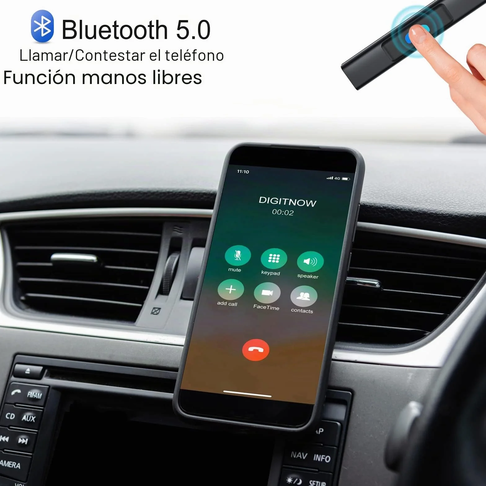 Mersoco Adaptador de cassette Bluetooth 5.0 con función manos libres - Adaptador de cassette para auto a AUX para radio de coche, compatible con smartphone, reproductor MP3, PC