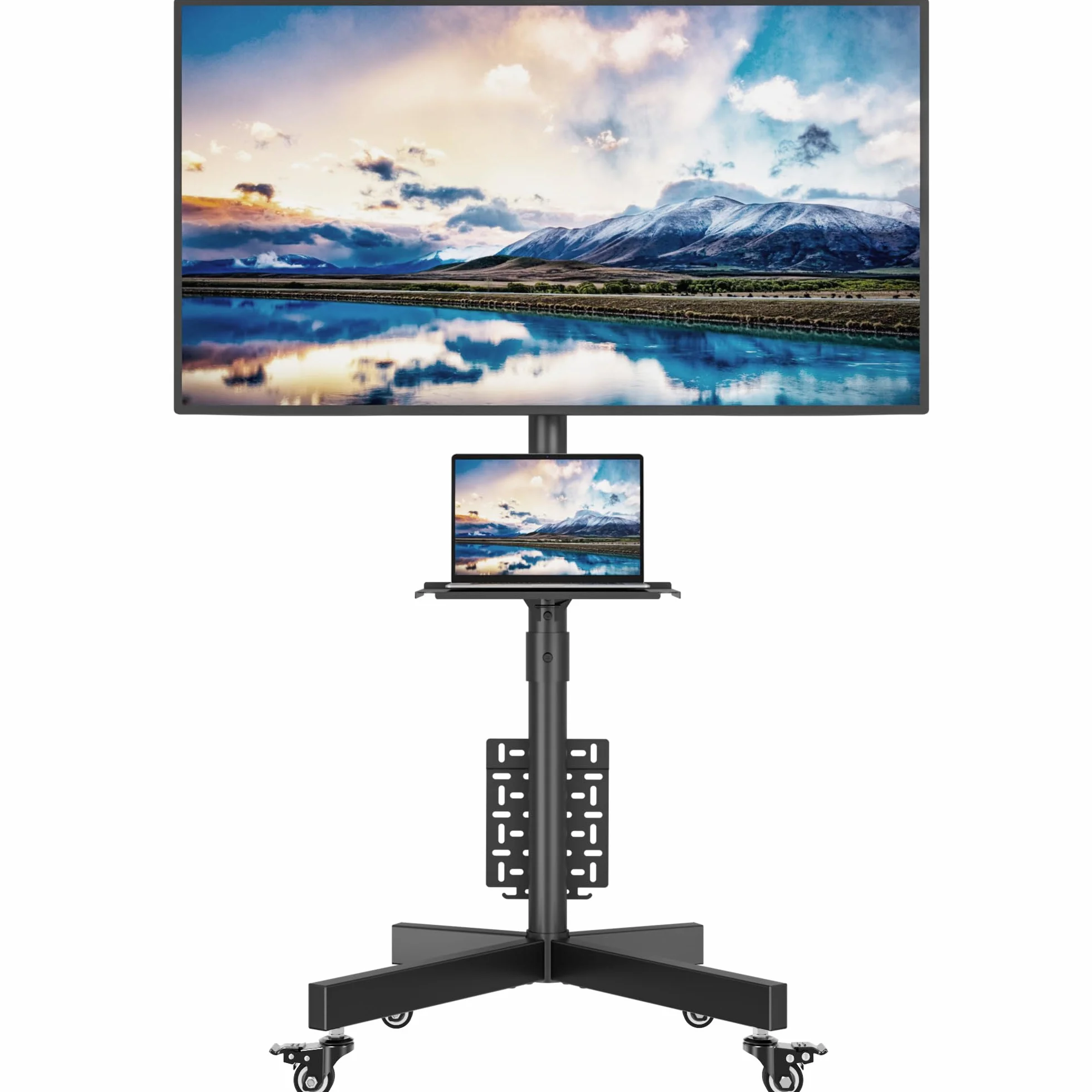 BONTEC Soporte TV de Suelo con Ruedas para Pantallas 23"-60" Carga máx. 40 kg Ajuste de Altura y Ángulo