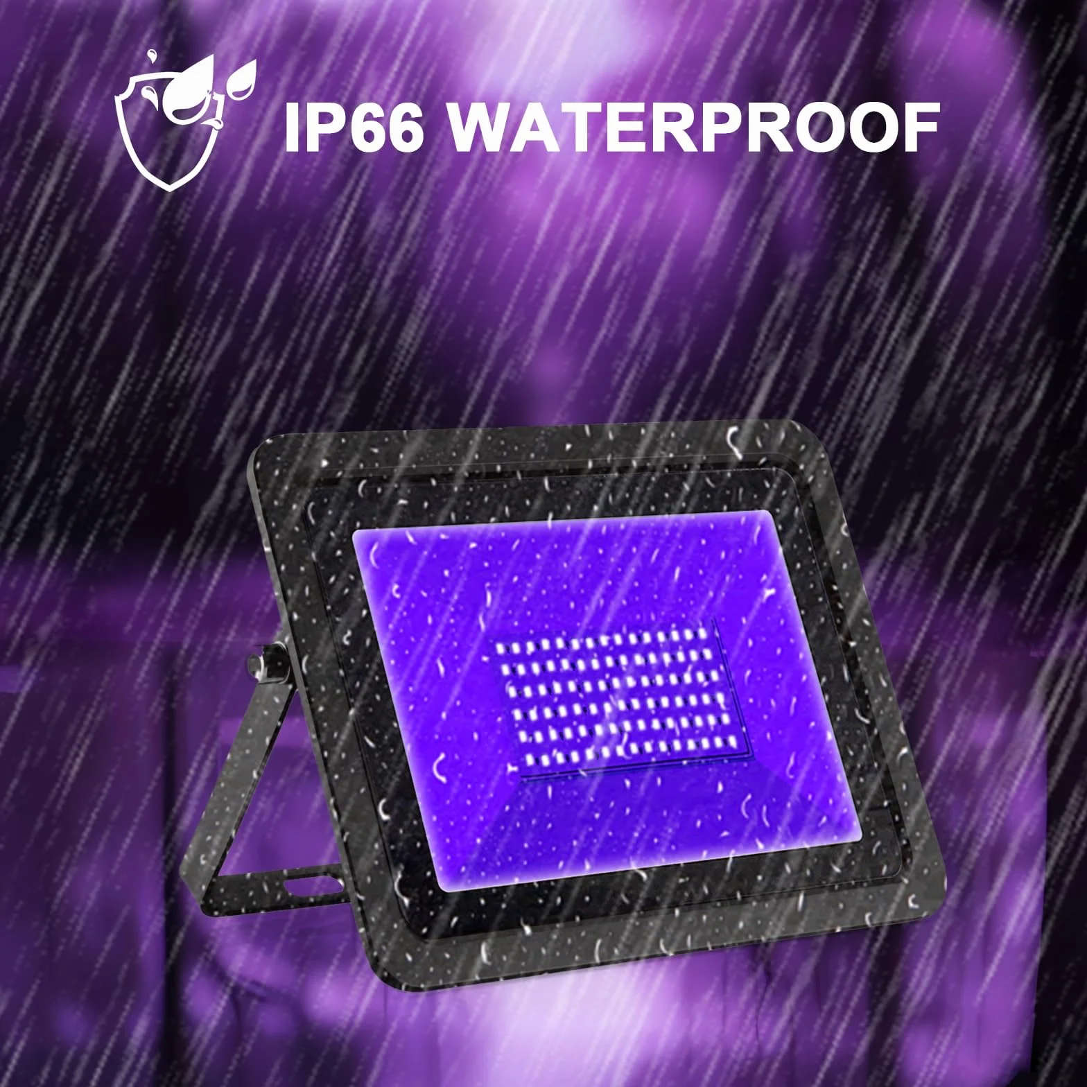 CREATESTAR Luz Negra Ultravioleta 100W 365nm, 2 Piezas Foco de luz negra LED, Luz UV impermeable IP66, luces negras para Bar Discoteca Pinta Corporal fiesta luminosa iluminación de escenario Halloween