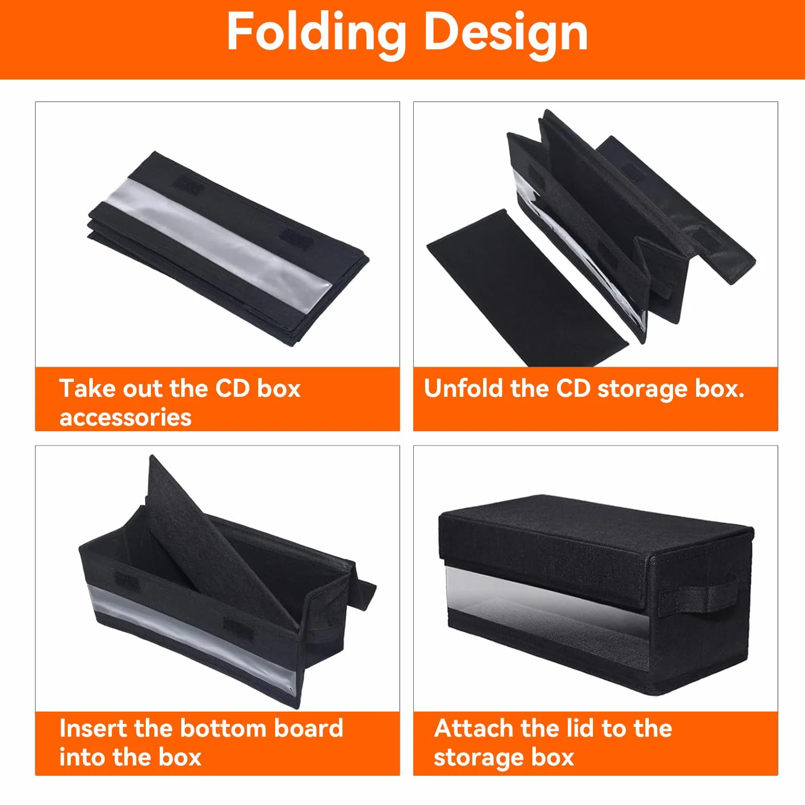 3 Piezas Cajas De Almacenamiento Para Cd Apilable,Caja Cd Tiene Capacidad Para 32 Cd,Caja Almacenamiento Con Ventana De Visualización,Adecuado Para Libros, Documentos, Juguetes,Negro