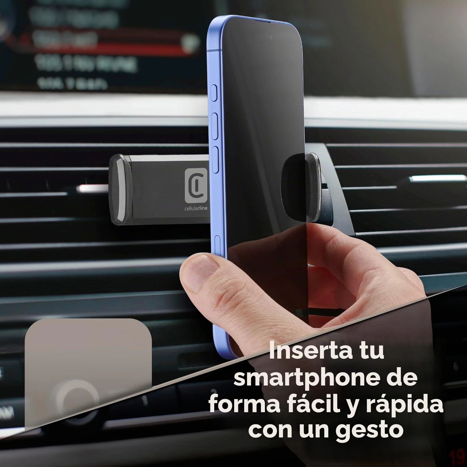 Cellularline SPIN Air Soporte Smartphone Coche Rejillas Ventilación Rotación 360° Negro