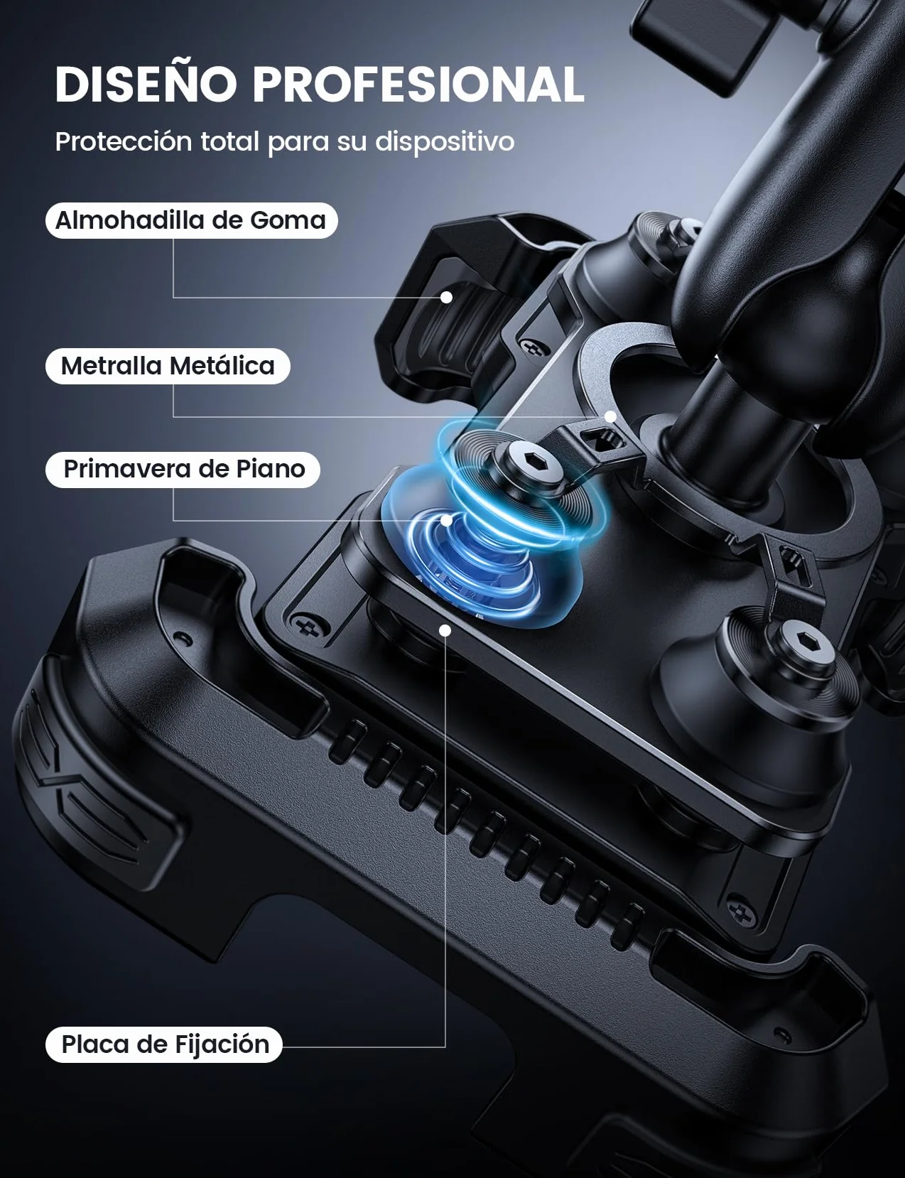 Lamicall Soporte Móvil Moto Doble Antivibración Brazo Extensible Metálico Antirrobo 360° Giratorio para iPhone 17 16 15 4,7-6,7"