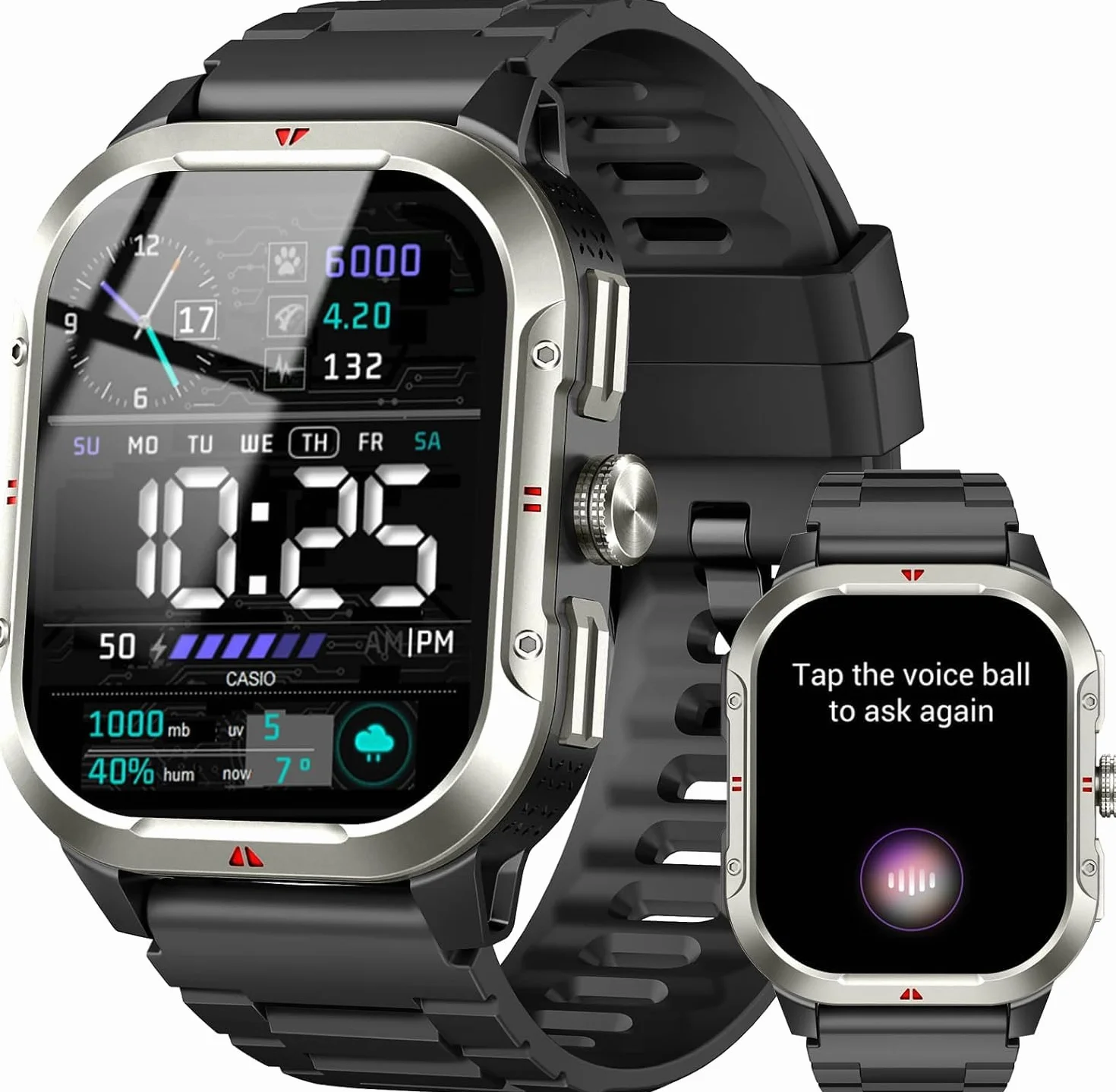 Reloj Inteligente Hombre con GPS, 2.06'' HD Smartwatch con Llamadas Bluetooth, IP68 Fitness Tracker con 110+ Modos Deportivos, Monitor de Sueño/Podómetro/Pulsómetro/SpO2 Smart Watch para Android iOS