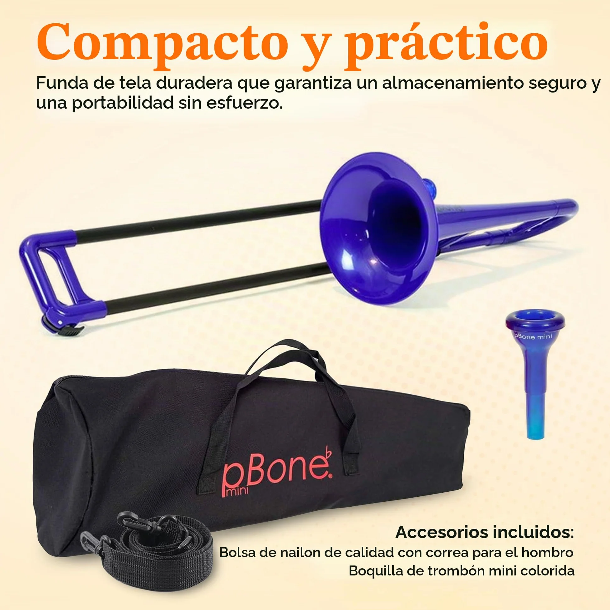 PBone 700639 - Trombón con boquilla y funda, color Azul