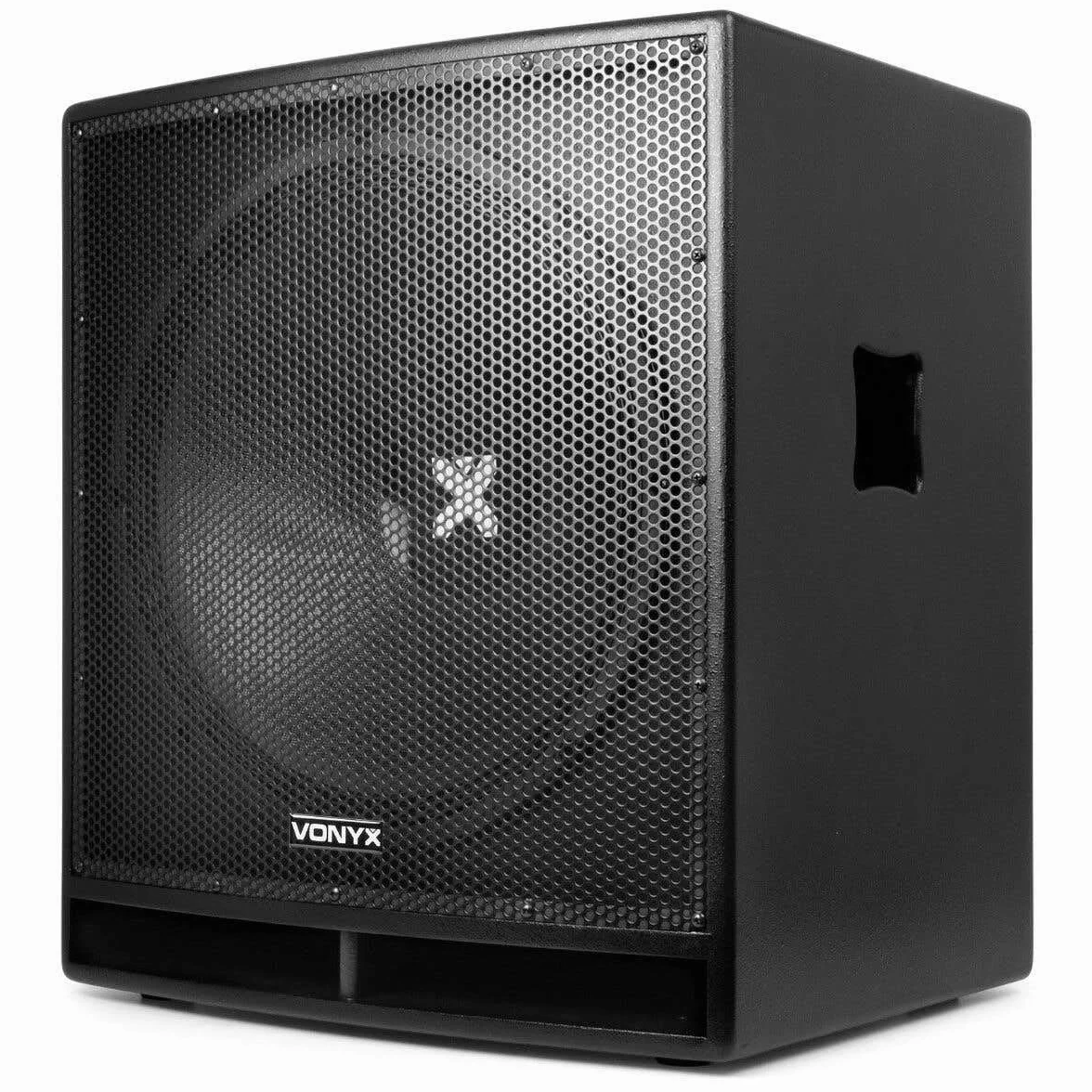 Vonyx SWP18 Pro Subwoofer PA Activo 46cm (18") (600W Potencia máx., Amplificador Integrado Filtro Paso bajo, bassreflex, Brida estandar, Carcasa MDF, Tomas XLR y RCA)