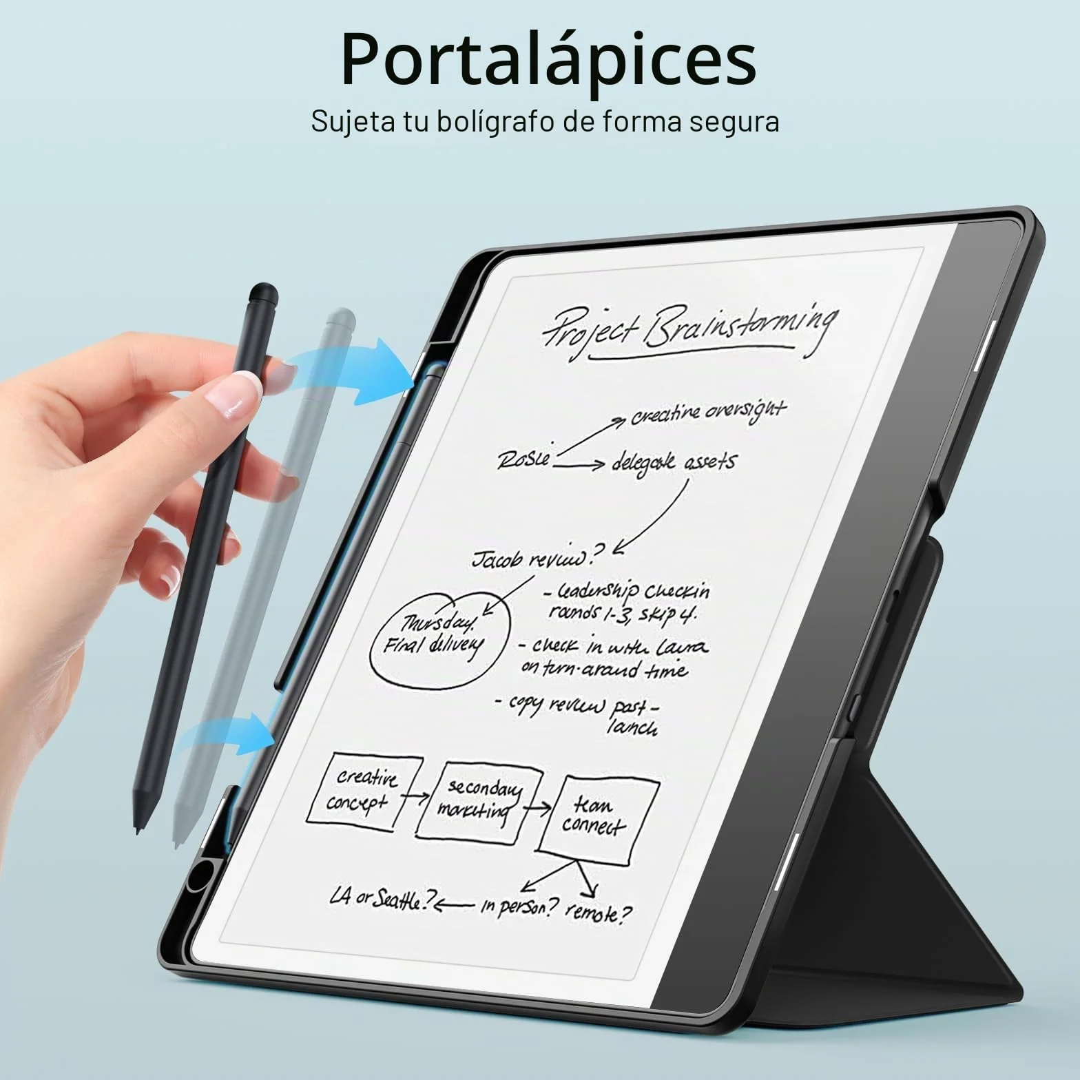 Moko Funda para Kindle Scribe (Modelo de 2024/2022) - Funda de Cuero de Soporte Tríptico con Soporte para Bolígrafo, Auto Sueño/Estela para Amazon Kindle Scribe 2024 de 10,2 Pulgadas, Marrón