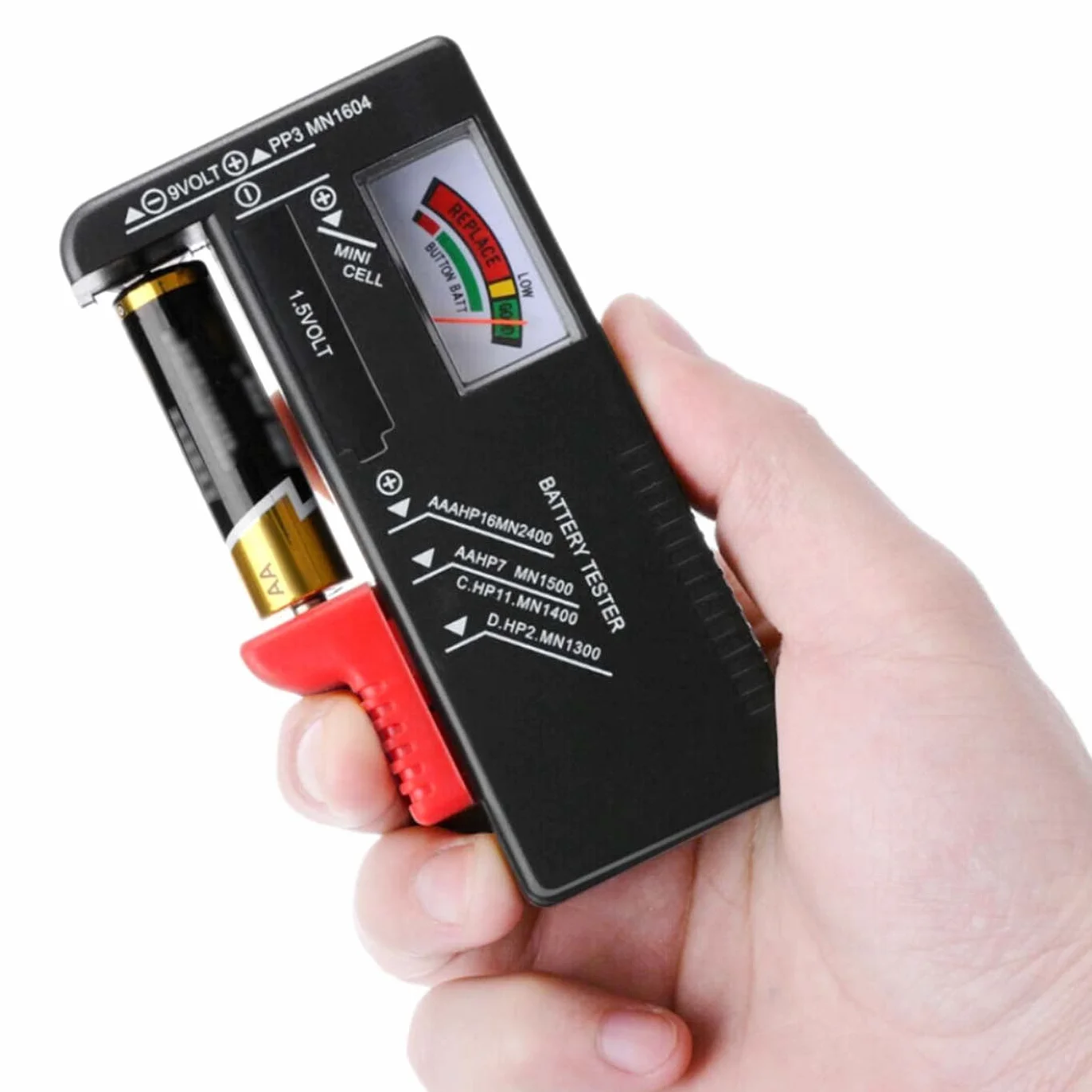 Comprobador de Pilas,Comprobador de batería doméstica,probador de batería universal,para las baterías de la célula del botón de AA AA C D 9V 1.5V