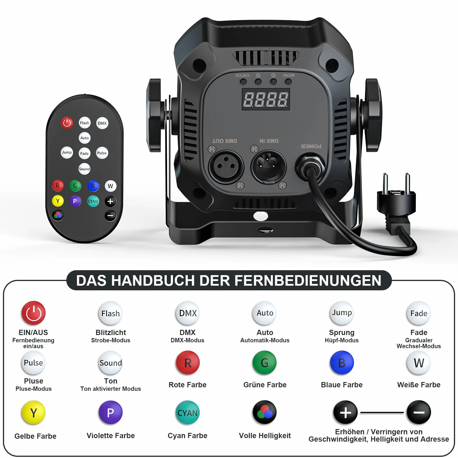 4PCS RGBW Foco Par LED, 40W Luces Discoteca DMX 4/8CH con Control Remoto/Sonido Activado Luz de Escenario, Luces Fiesta para DJ, Bar, Boda, Halloween, Navidad