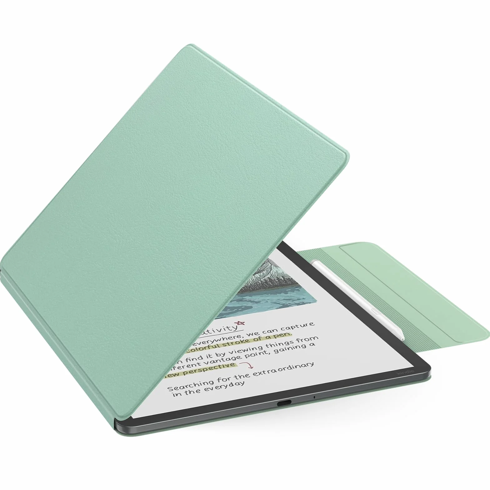 MoKo Funda Magnética para Kindle Scribe 11" (3ª Generación) y Kindle Scribe Colorsoft (1ª Generación), Funda de Folio Premium de PU con Cierre de lápiz y Auto Sueño/Estela, Agave Verde