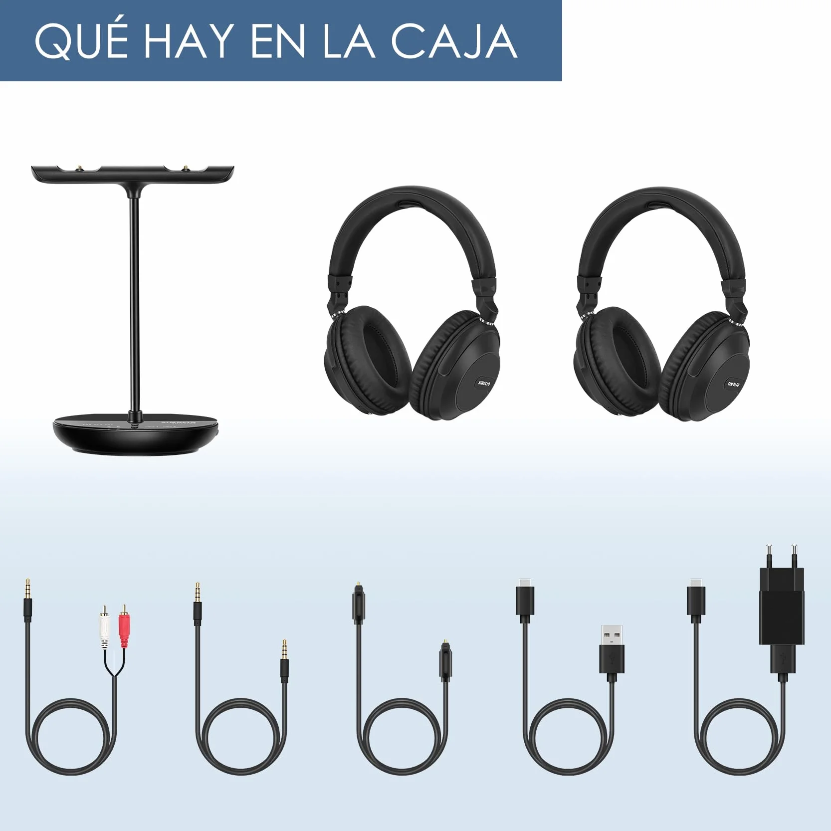 SIMOLIO Auriculares para TV con Tres Modos de Audio, Auriculares Inalámbricos Bluetooth Duales con Volumen Amplificado para Personas Mayores, Sin Retrasos, Modo TV y Bluetooth, 164 Pies/50 Metros