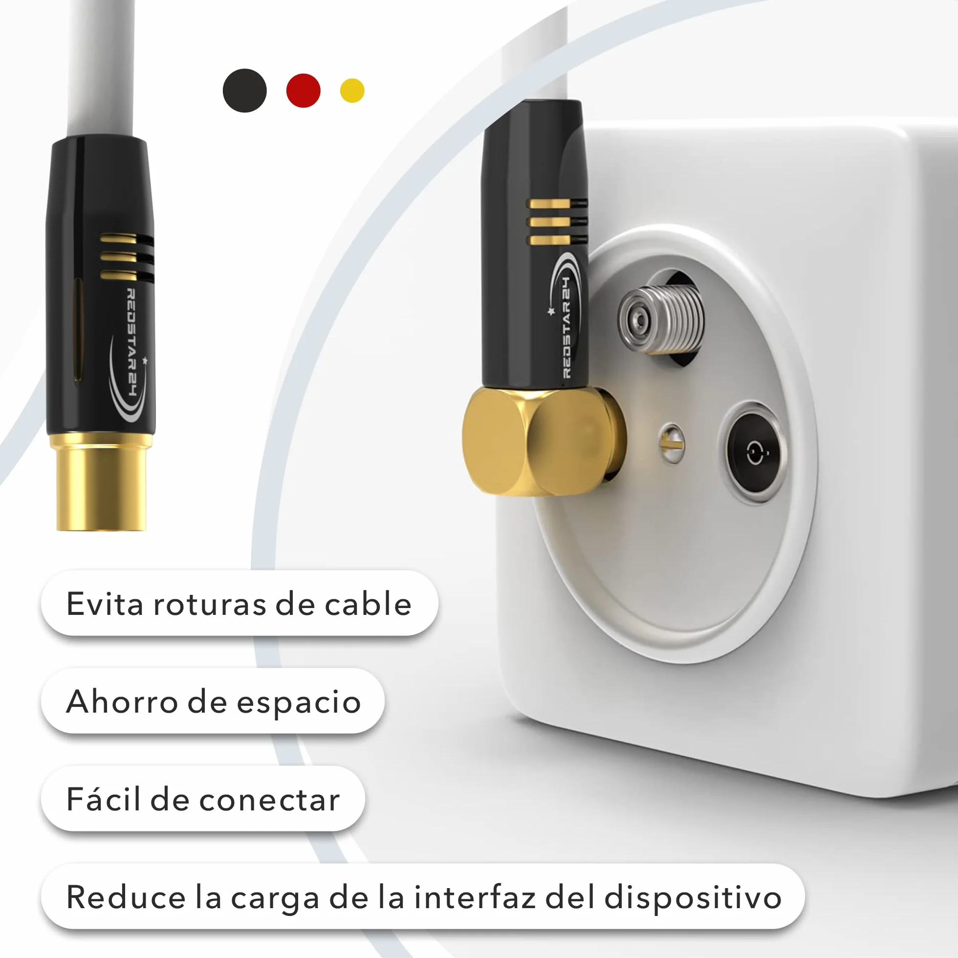 RedStar24 Cable de Antena 4m Blanco - Macho a Hembra 90° Ángulo - Coaxial HDTV Premium para Televisión por Cable | Compatible Con TV, Radio, DVB-T/T2, DVB-C, DAB