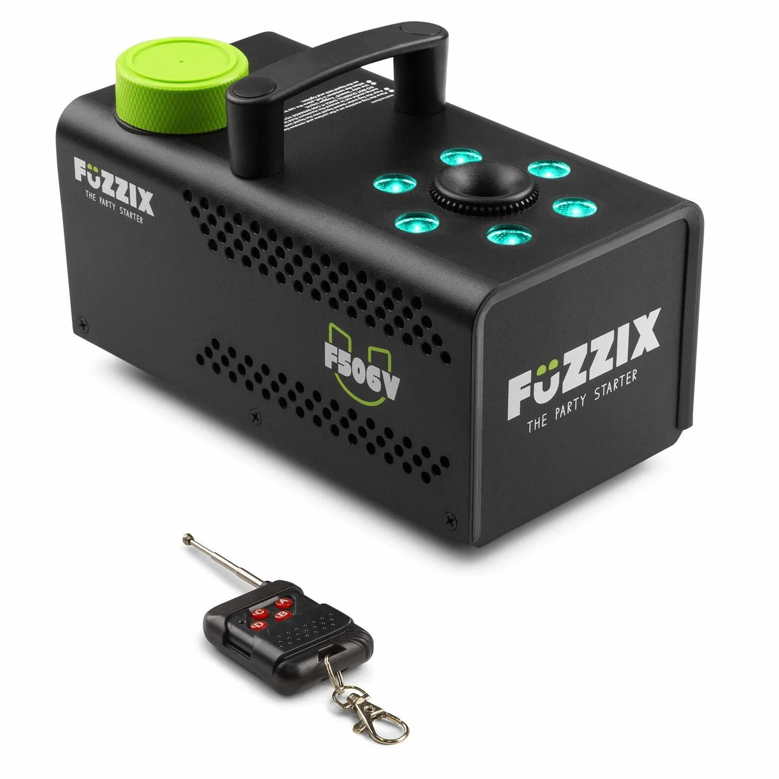 Fuzzix F506V – Set de 2 Máquinas de Humo Vertical 500W con LEDs RGB, Función Estroboscópica, Control Remoto Inalámbrico, Listas en 2,5 min, Incluye 1L de Líquido, para DJ y Eventos