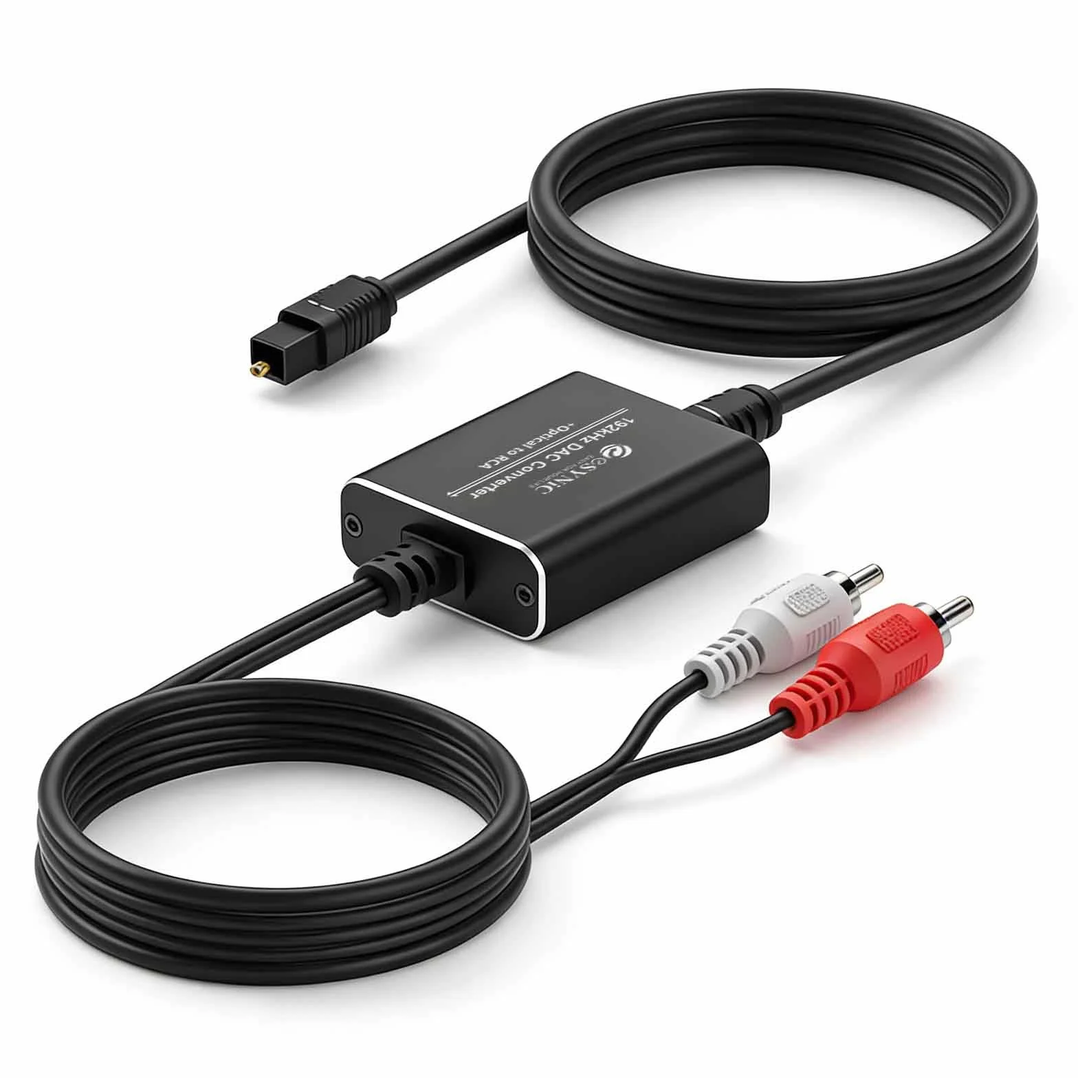 eSynic Convertidor SPDIF a RCA 192kHz DAC Cable 1.8m Óptico Toslink a RCA Adaptador Audio Digital a Analógico