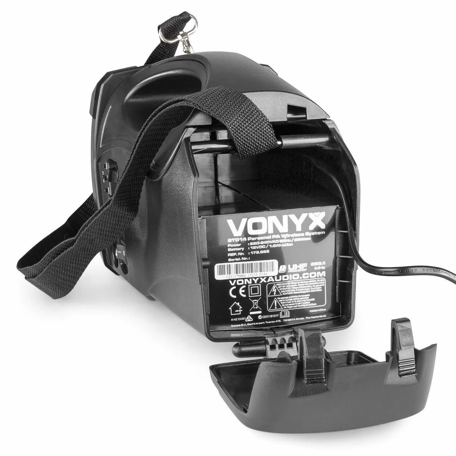 Vonyx ST014 – Altavoz portátil Bluetooth con micrófono inalámbrico UHF, Altavoz Activo autoamplificado 100W/30W RMS, USB MP3, batería Recargable y woofer 6,5", Equipo de Sonido portátil, Color Negro