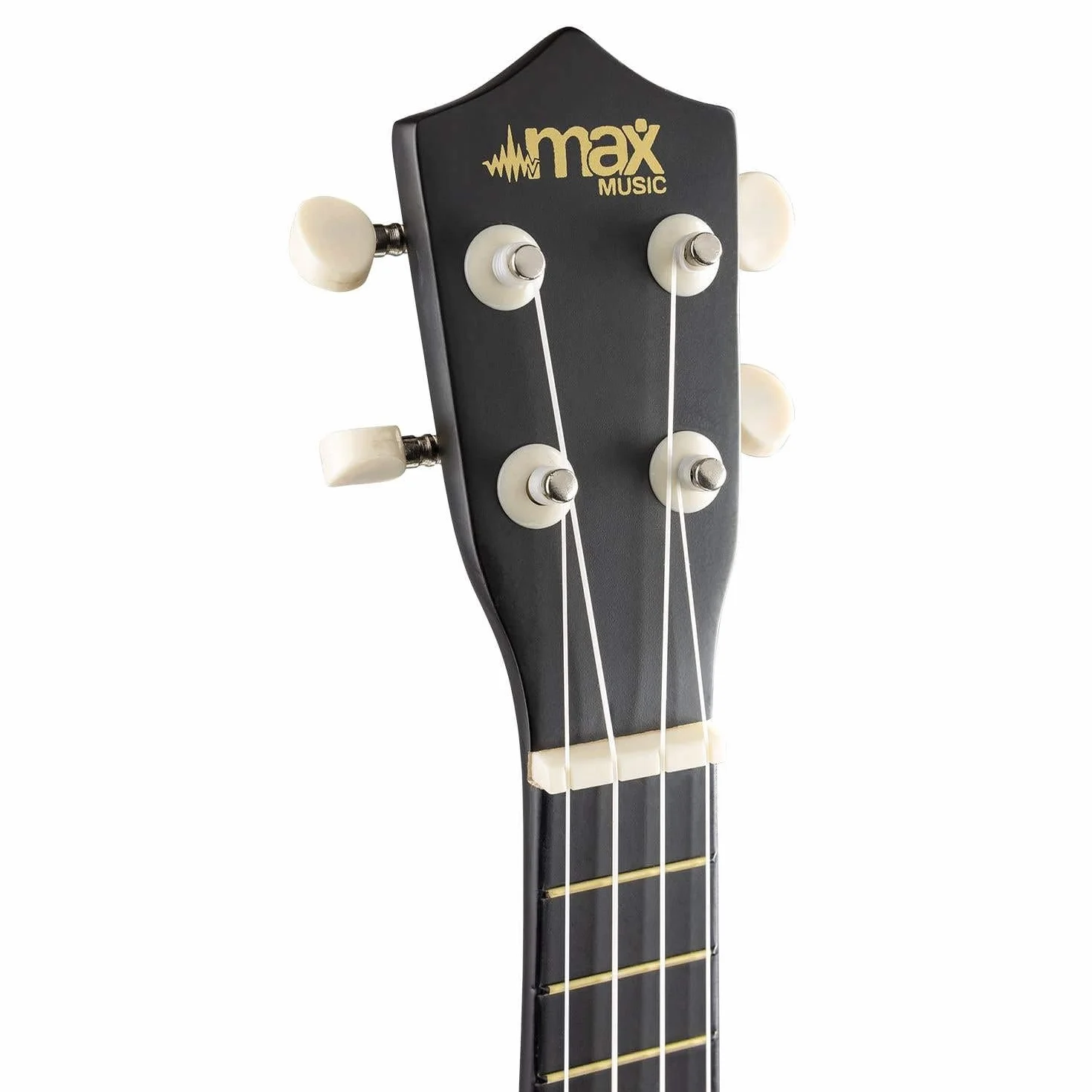 MAX UKEY Set de Ukelele soprano fabricado en madera de Tilo - ukelele adulto Incluye: guitarra ukelele de madera de 21 pulgadas, bolsa de ukulele, púas, afinador y cuerdas de repuesto - Color Negro