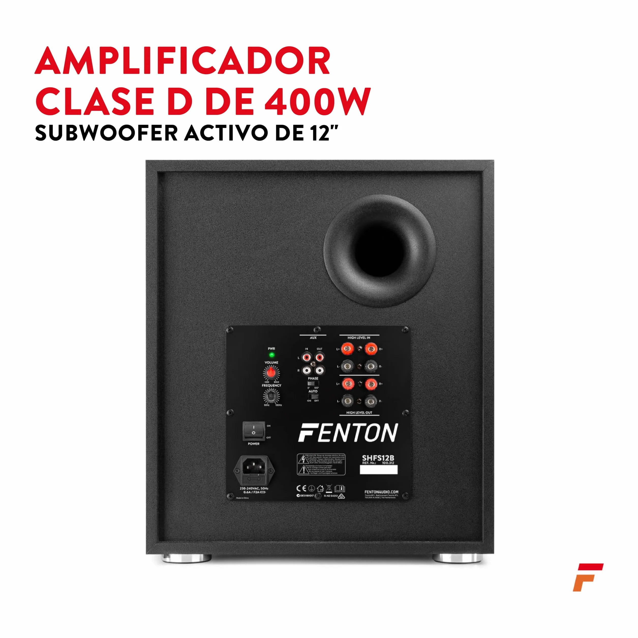 Fenton SHFS12B Subwoofer autoamplificado 12" 400W Bass Reflex Negro