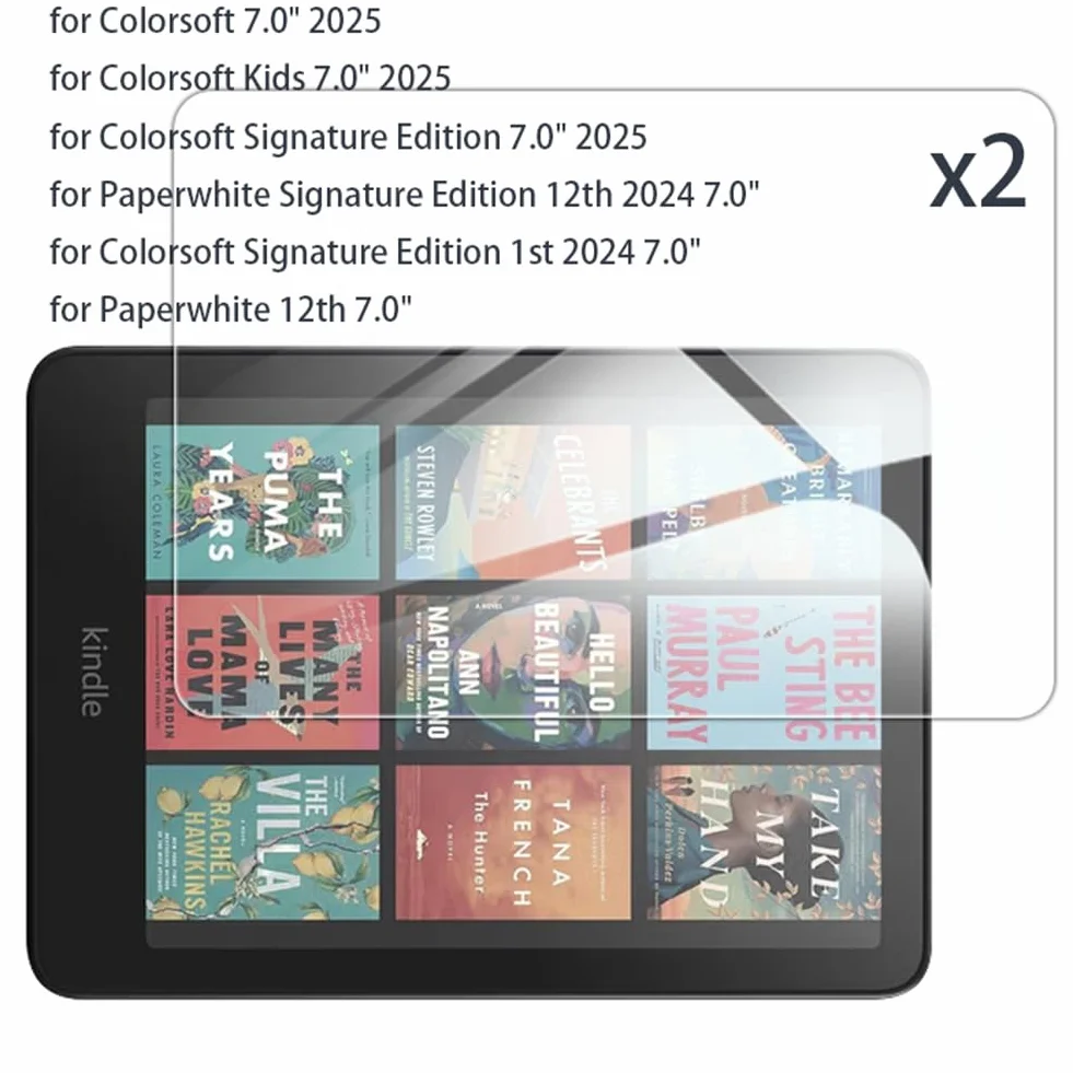 Kepuch 2 Paquetes Vidrio Templado Protector de Pantalla para Kindle Colorsoft/Kids 2025/Signature Edition 1st 2024 2025, Paperwhite 12th/Signature Edition 2024 7"