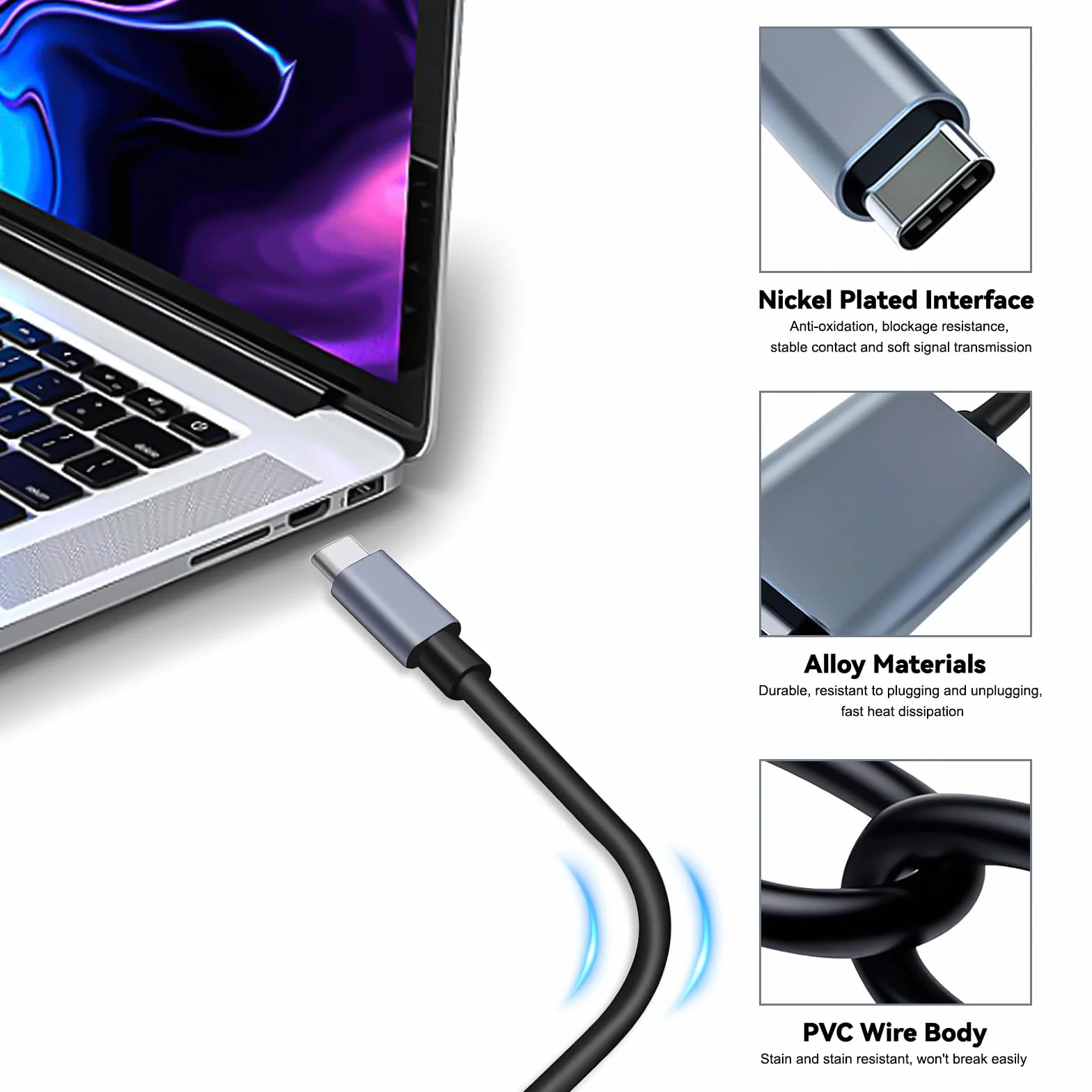 Cable HDMI USB C HDMI 4K HDMI,2M Cable USB C A HDMI Cable Displayport A HDMI Compatible con MacB Pro2017/2018,Surfac Pro 7/8/9,IPa Pro2018,Air 2020/2022,Huawei Mate 40,Vivo X80 Pro,Samsun S23 etc.