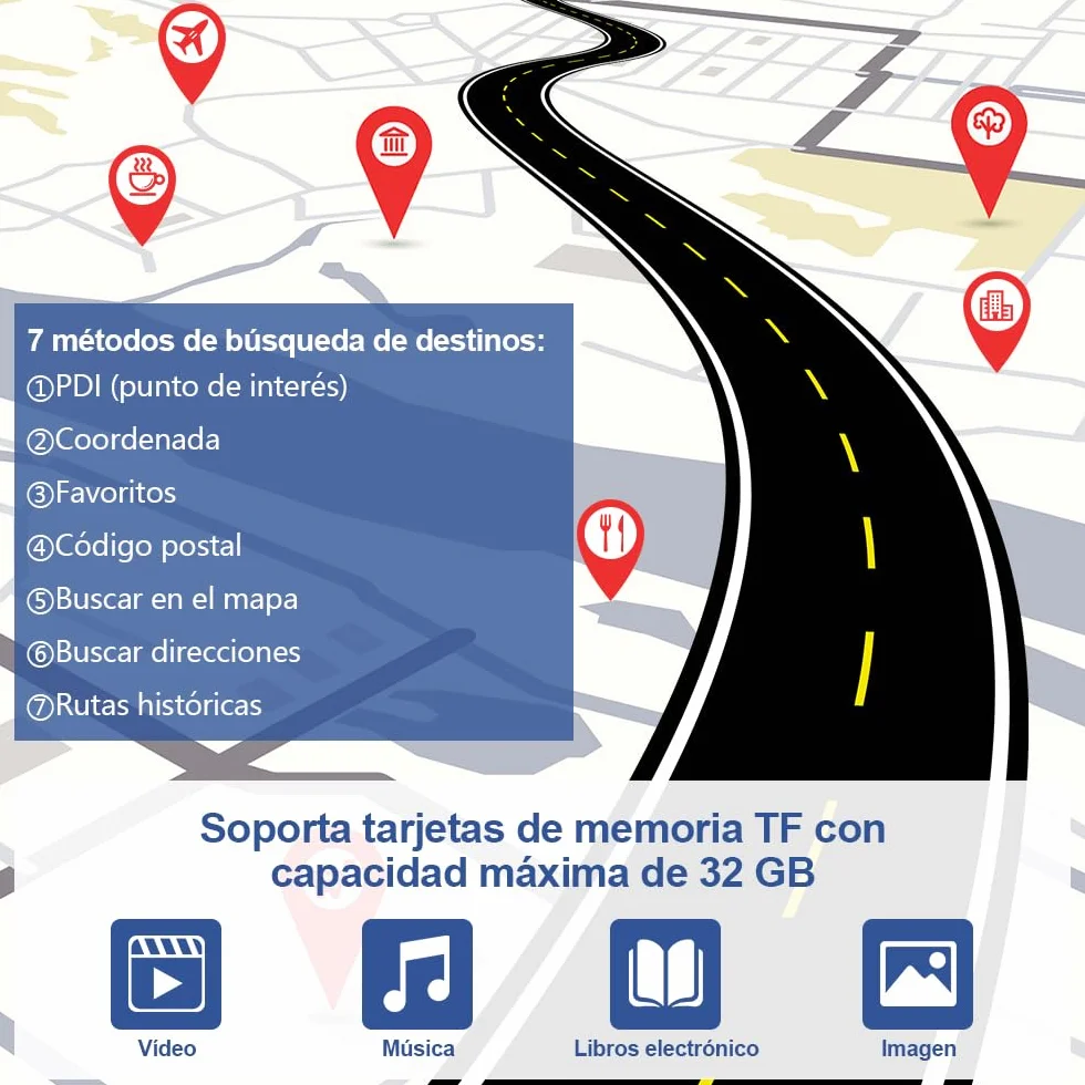 AWESAFE 7'' GPS Navigator Off Road con Cámara Trasera y Bluetooth, Mapas Europeos 48 Países
