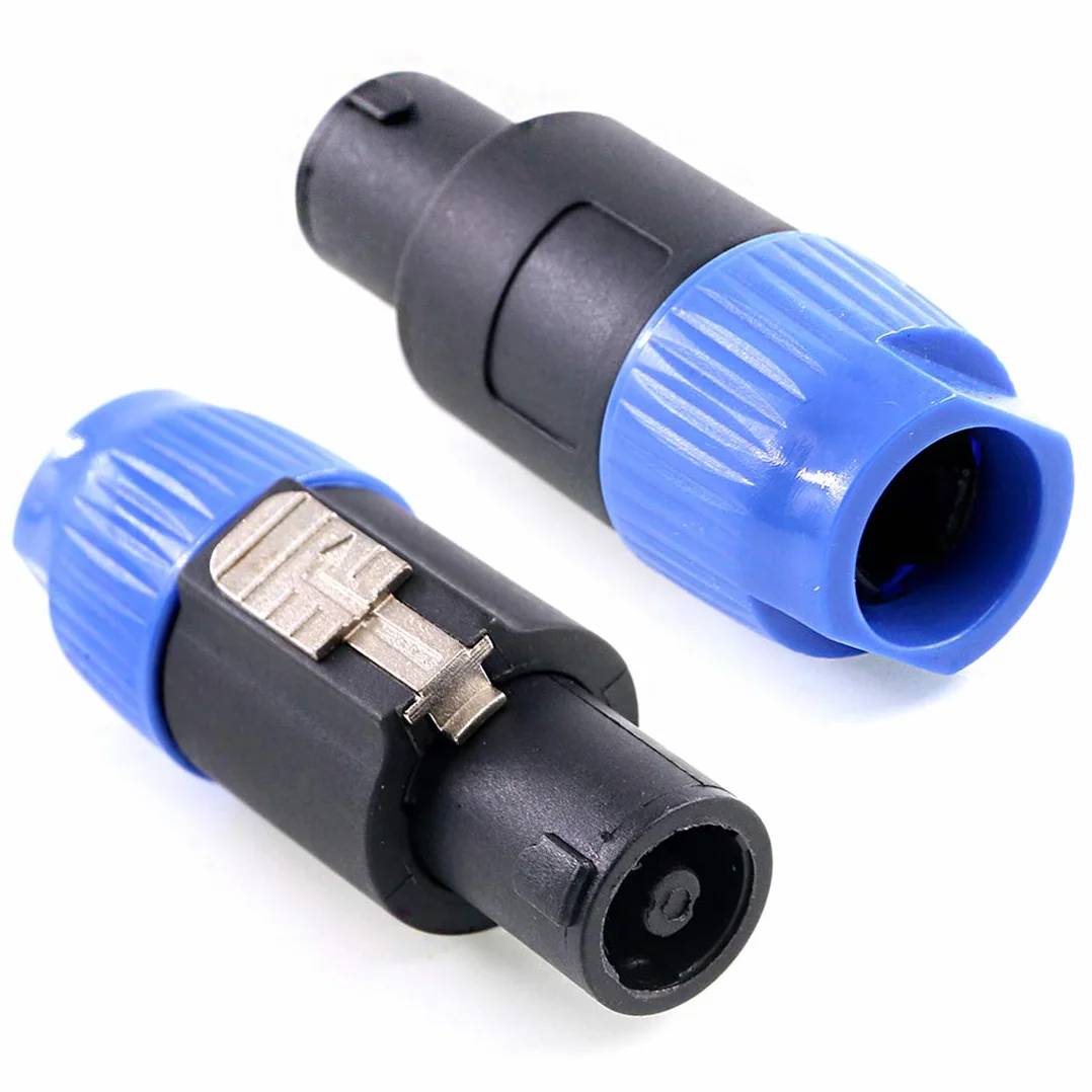 Swpeet Paquete de 8 conectores de altavoz de audio, 4 polos, enchufe de altavoz de bloqueo giratorio compatible con Jack Twist Lock de 4 polos, redondo, perfecto para Neutrik Speakon NL4FC, NL4FX,