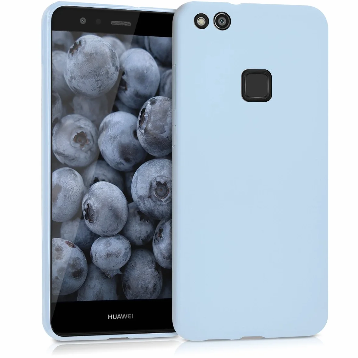kwmobile Funda para Huawei P10 Lite Carcasa - Ultrafina de TPU y Silicona con Bordes elevados anticaídas - Azul Claro Mate