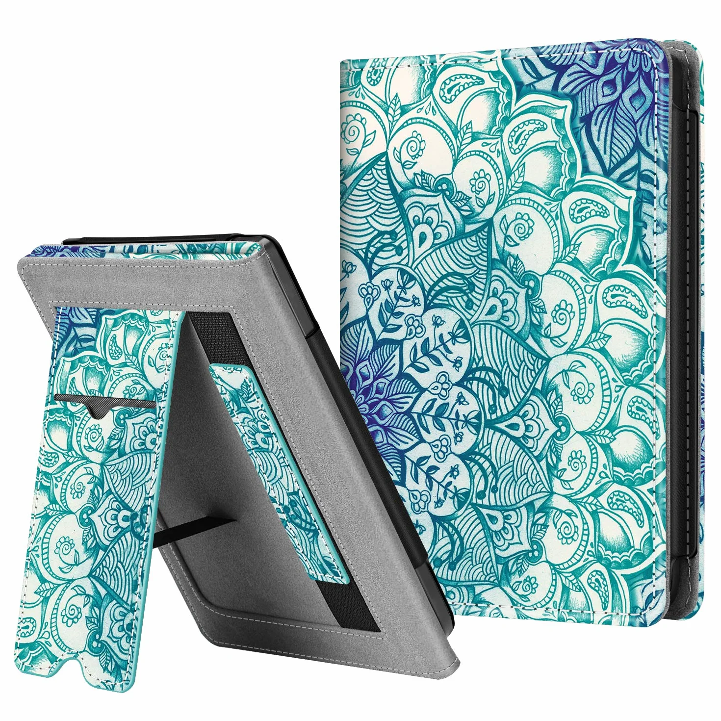 FINTIE Funda Vertical Kobo Clara HD Carcasa Cuero Sintético Bolsillo Tarjeta Correa Mano Soporte Auto-Reposo Activación Esmeralda