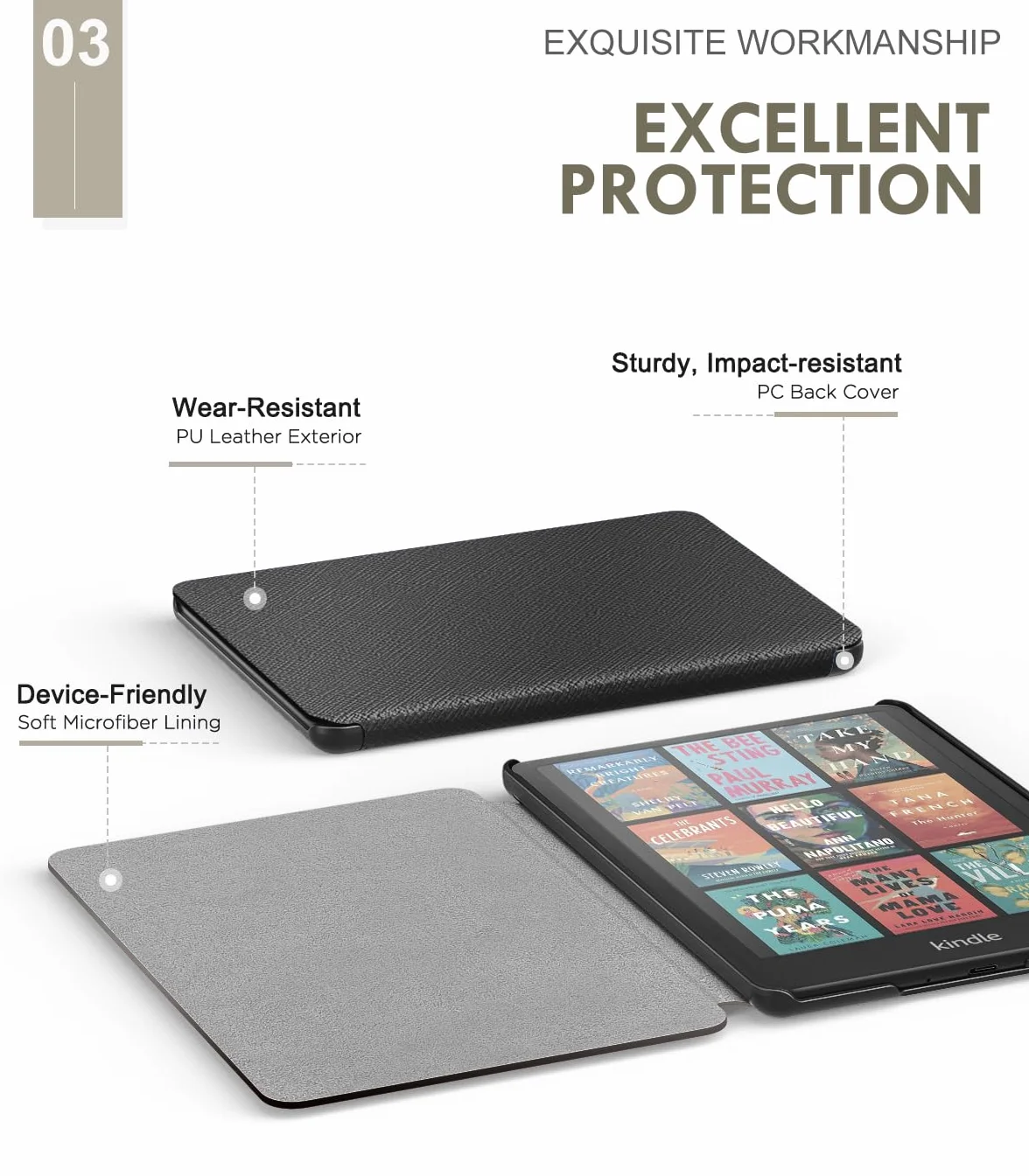 Funda para Kindle Paperwhite 12th Generation 2024 y Kindle Colorsoft Signature Edition 2024, Negro