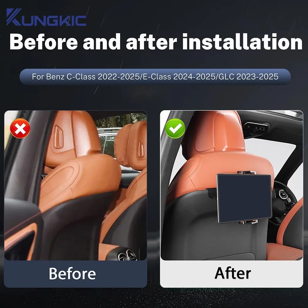 KUNGKIC Soporte para tablet de coche para Mercedes-Benz C-Class E-Class GLC extensible, reposacabezas universal, rotación de 360°, 1 pieza