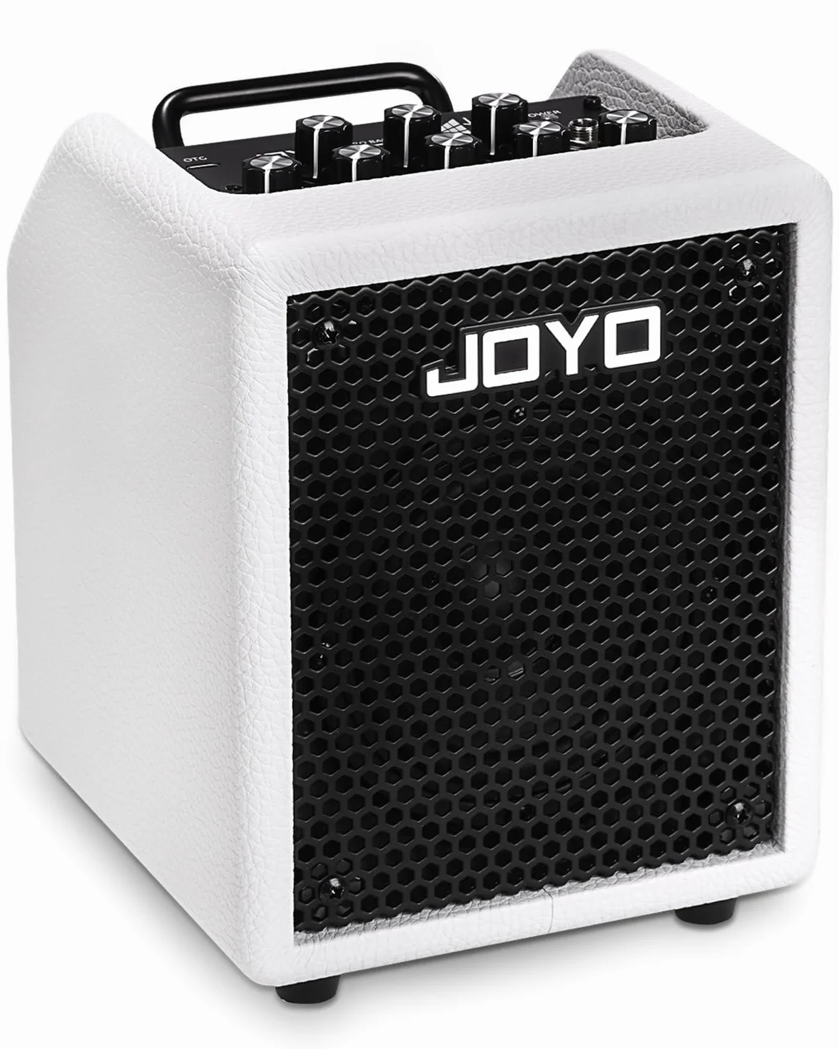 Joyo - Amplificador combinado de bajo 30 W portátil – altavoz de 4 pulgadas, EQ 3 bandas y compresor | Bluetooth 5.1 + grabación OTG, salida de auriculares para práctica solo (Vibe Cube BA-30, blanco)