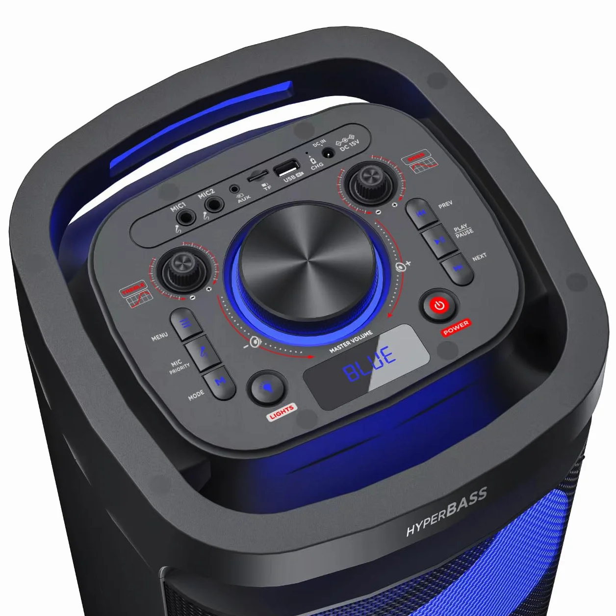 AIWA KBTUS-D800 - Altavoz Trolley, RGB-LED con Bluetooth, Micrófonos Dobles y Función
