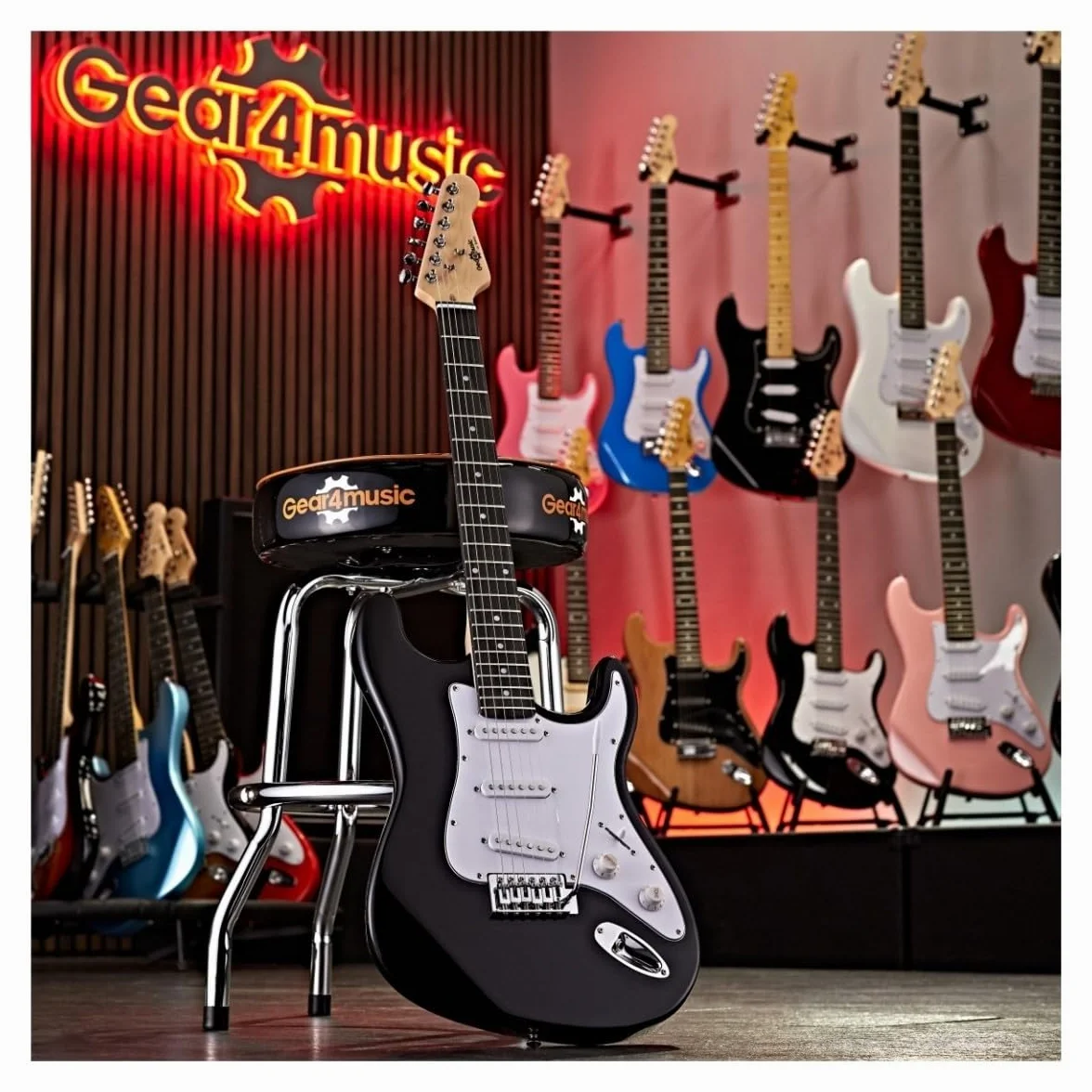 Guitarra eléctrica LA de Gear4music Starter Pack Negro