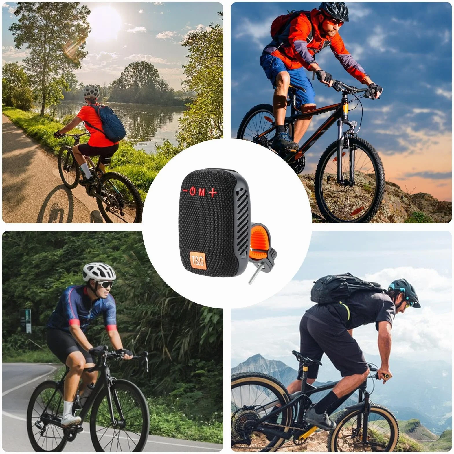 Radio para Bicicleta Altavoz de Manillar Estéreo Portátil A Prueba de Agua con Tarjeta para Ciclismo